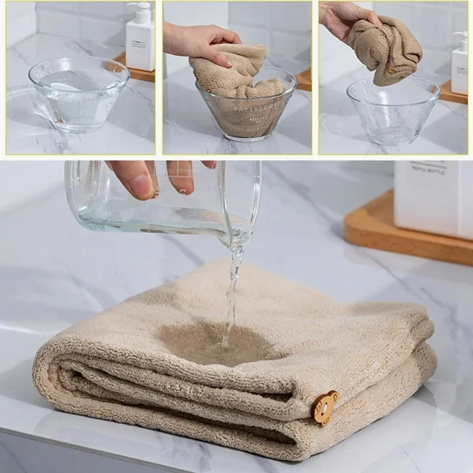 Toalla de microfibra for el cabello, envoltura de secado de cabello antiencrespamiento for mujeres y hombres, sombrero for cabello seco, súper absorbente, gorro de baño envuelto para Mujeres Cabello r