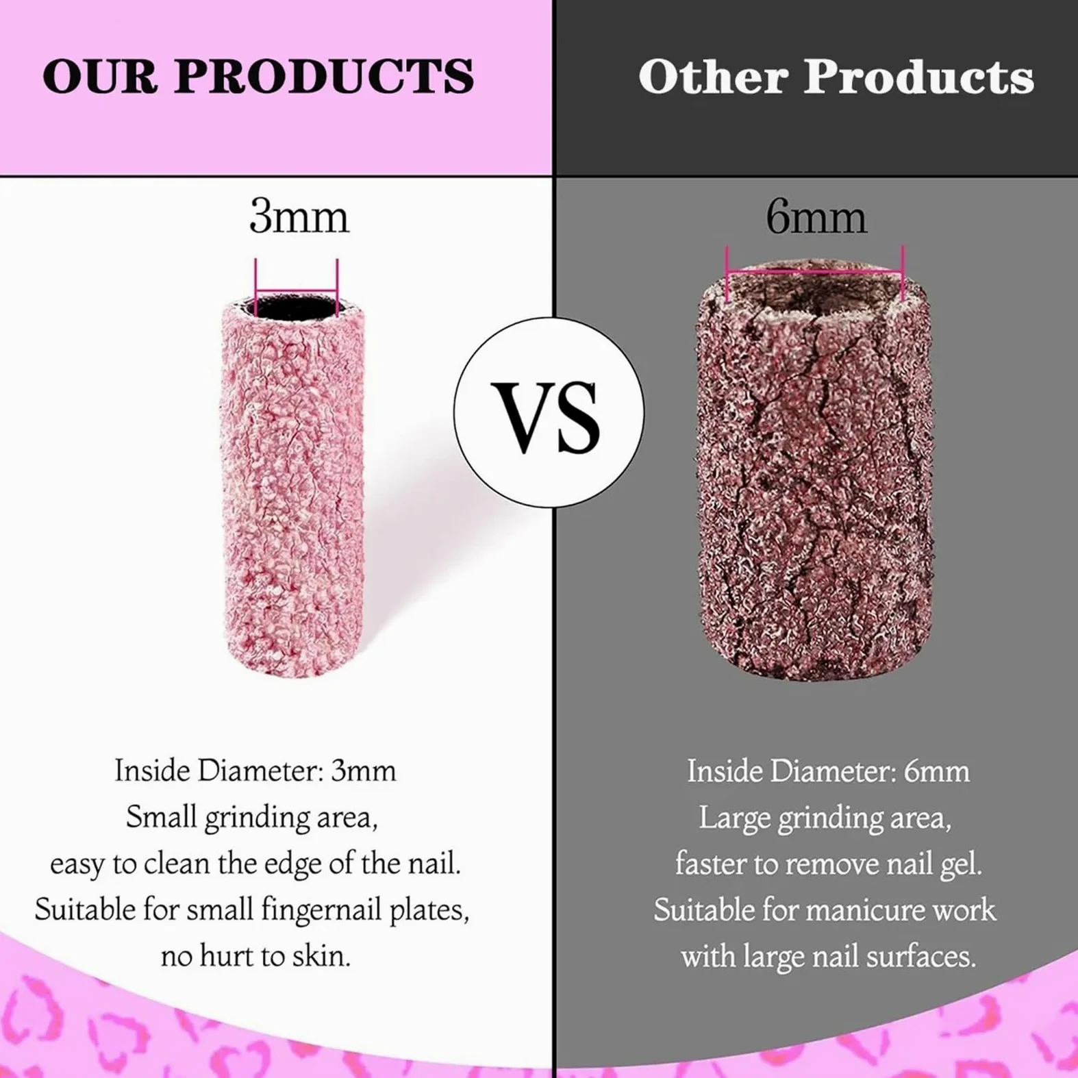 Fresas Torno Para UñAs Rosa 50 piezas con mandril Bit Grit pequeñas limas de uñas for manicura Gel para Manicura