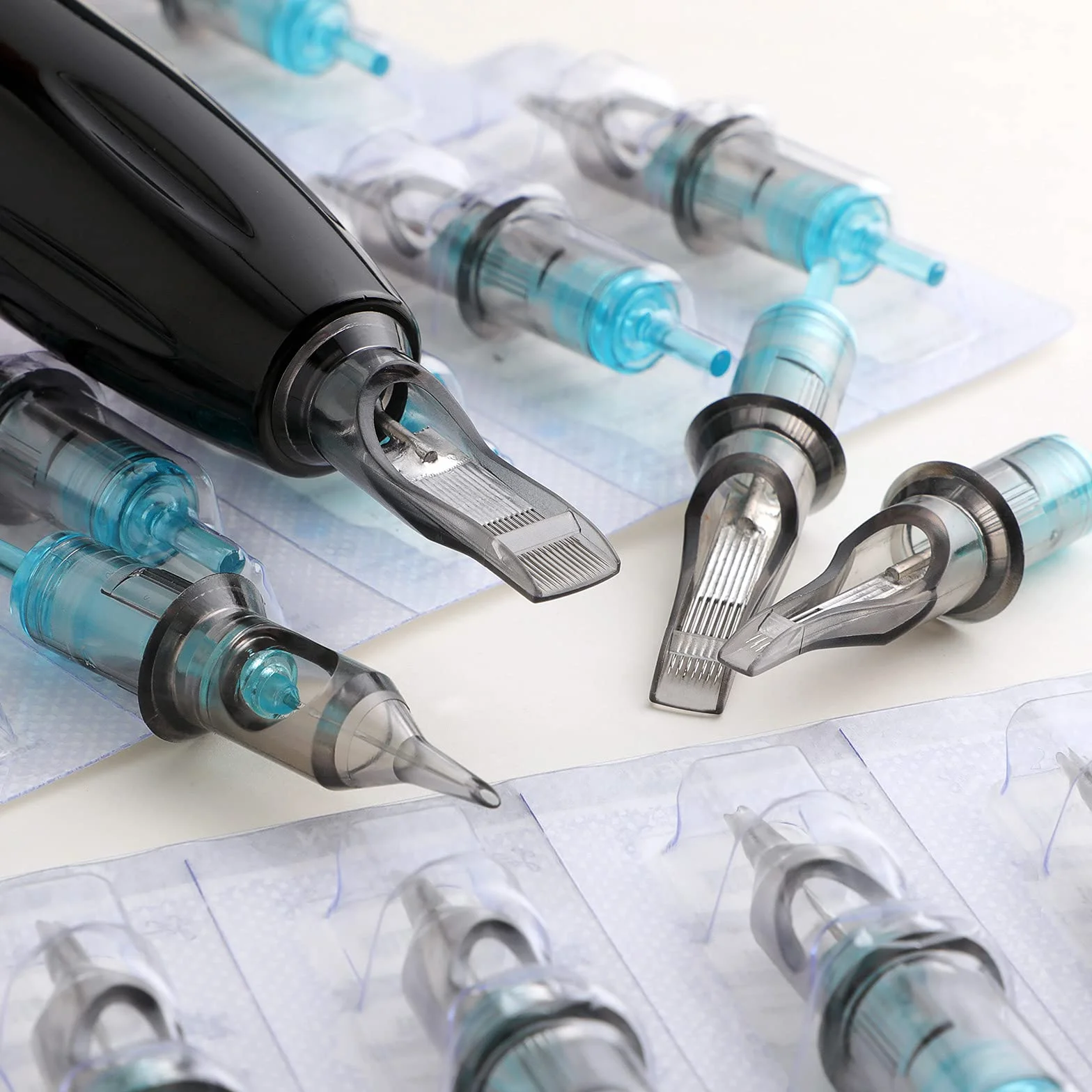 STIGMA Cartuchos de Tatuaje Aguja para Tatuar #12 Modelo Mezclado RL+RM (1203RL 1205RL 1207RL 1209RM 1215RM) Standard Tattoo Cartridge Needles Estándar 0.35mm Desechable con Membrana EN02B-50KIT-X