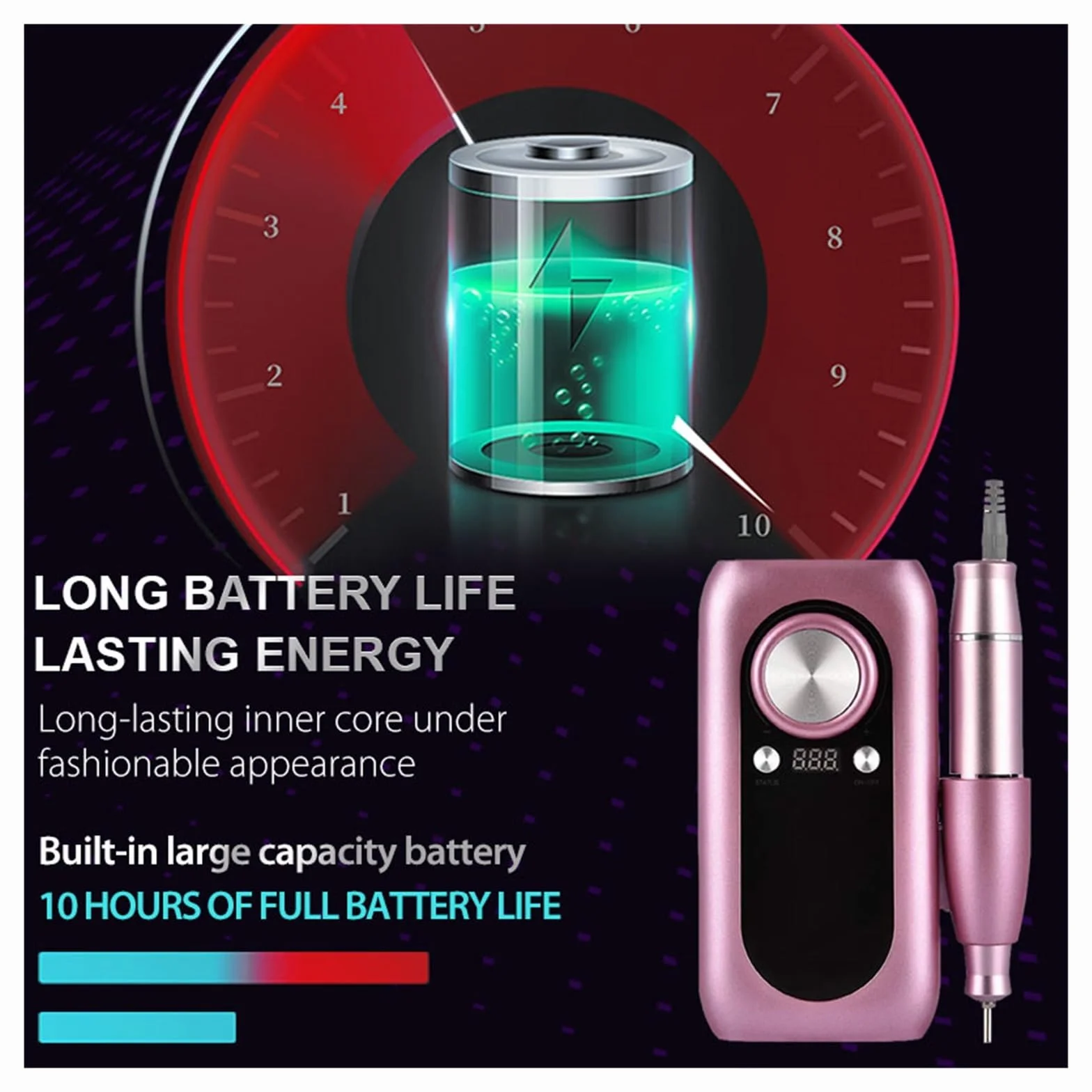 Taladro eléctrico for uñas, máquina de manicura profesional de 30000RPM, aparato for manicura, Kit de pedicura, lima de uñas con herramienta cortadora de uñas(Pink-C)