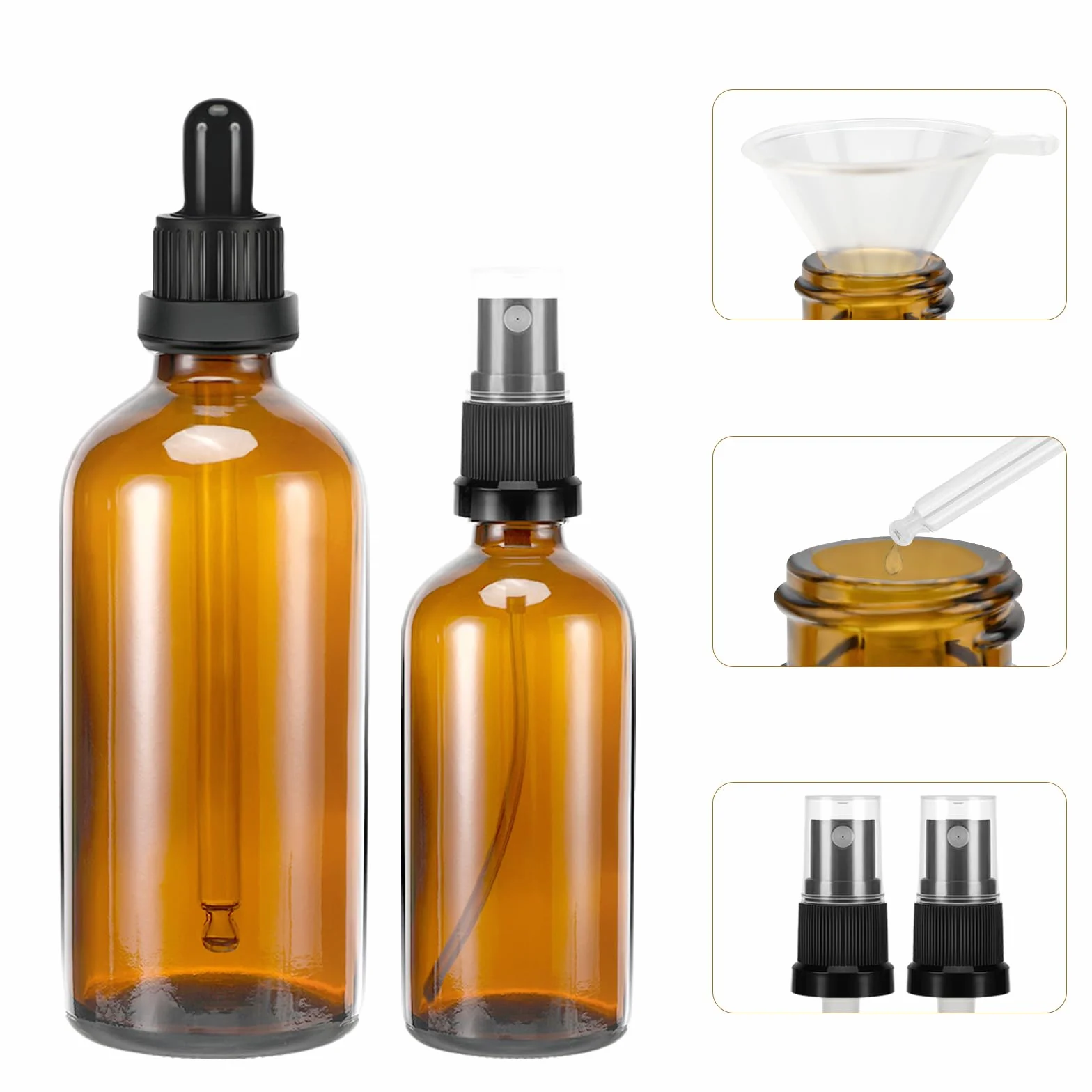 Zikenis 5 piezas Braun atomizador botella pulverizadora 2 x 100 ml 3 x 50 ml con protección UV