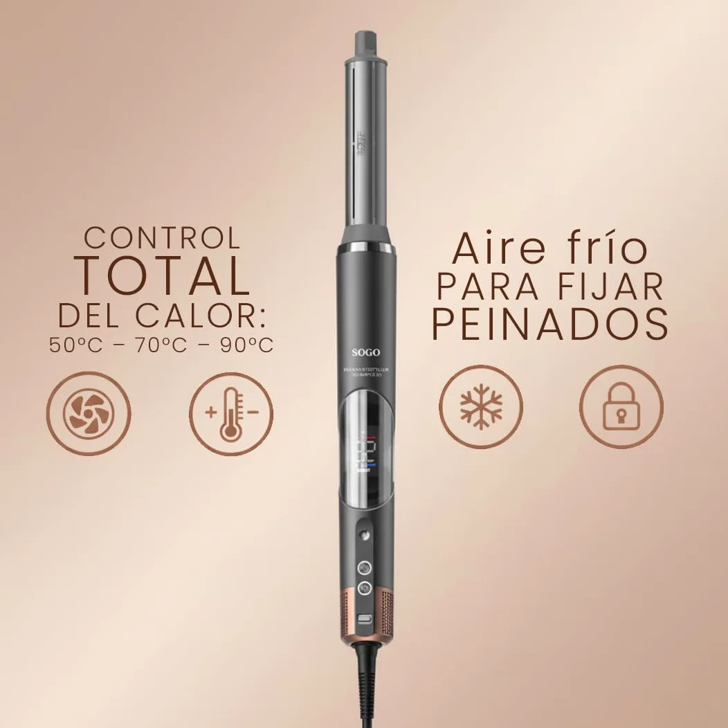 SOGO Cepillo Secador de Pelo 5 en 1 - Moldeador de Pelo con Tecnología Coanda para Peinados Sin Frizz - Secador Moldeador con Motor BLDC y Aire Frío - Cepillo Alisador con Accesorios