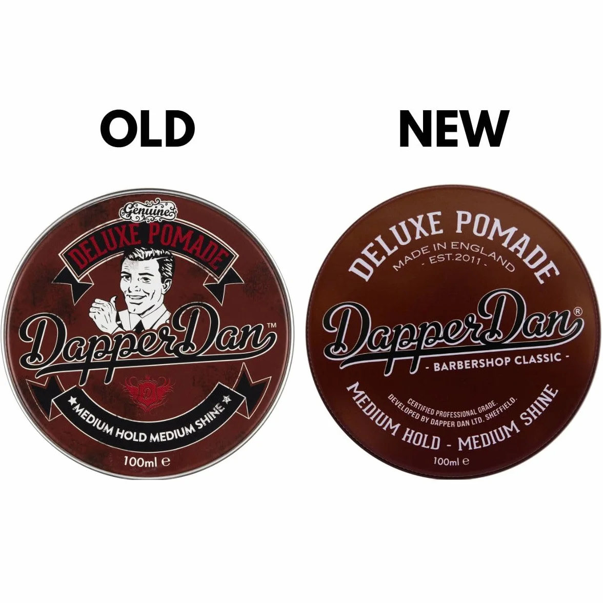 Dapper Dan Pomada Deluxe Dúo Fijación Media & Brillo Medio, Pomada para Cabello a Base de Agua, 2 x 100ml