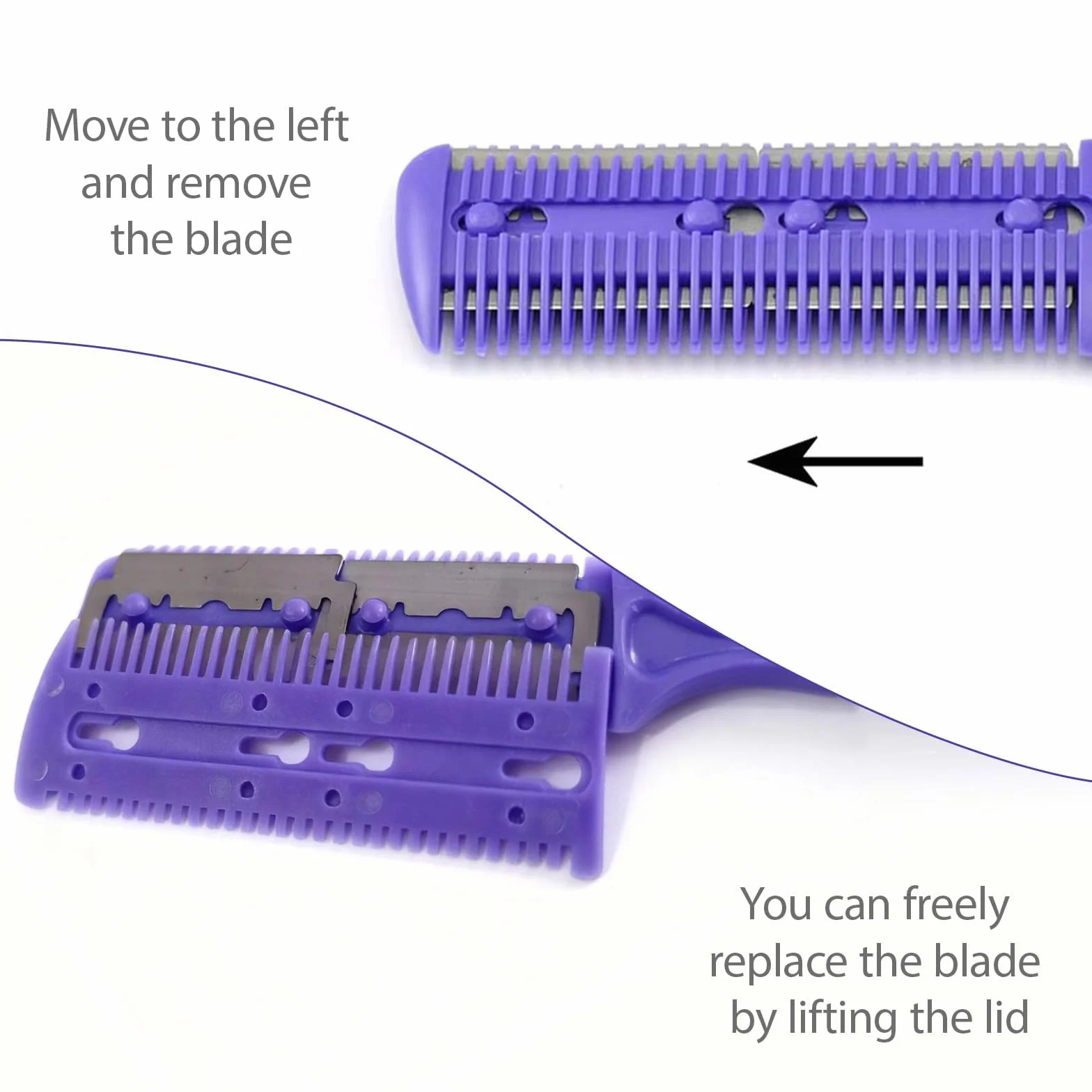 Peines para Adelgazar el Cabello con 10 Cuchillas de Acero Inoxidable, Cortador de Puntas Abiertas