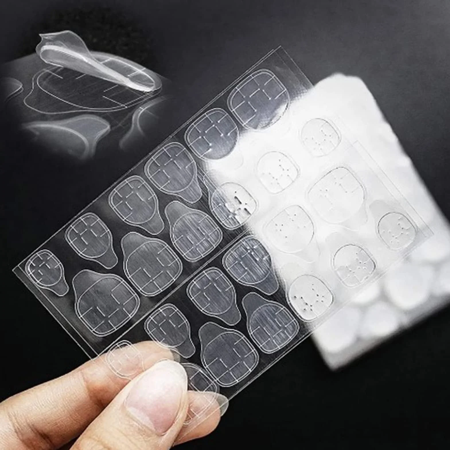 Cocoarm Adhesivo de Pegamento para Uñas, Pestañas Adhesivas Impermeables, 50 Hojas de Adhesivo de Doble Cara de Larga Duración para Mujeres y Niños