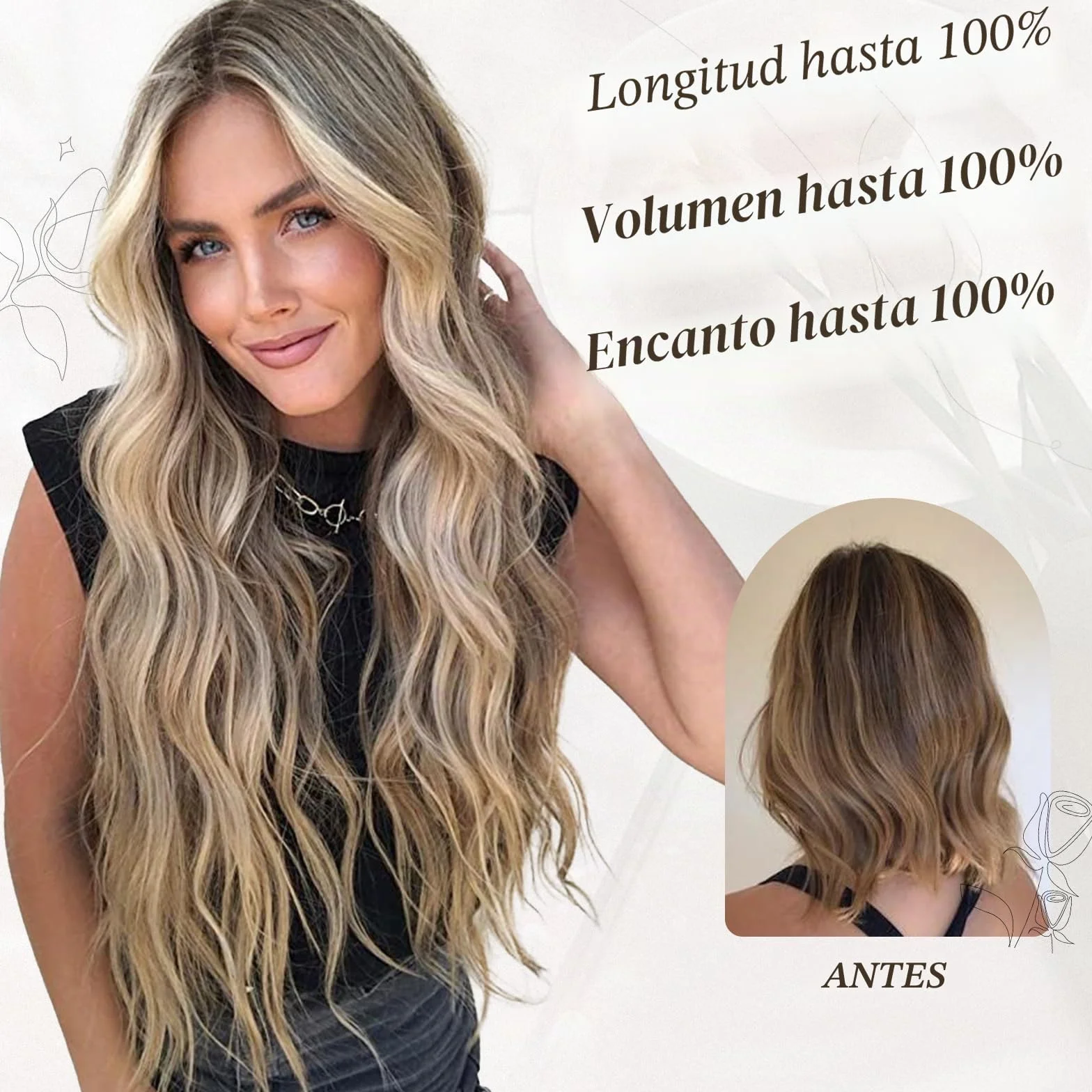BARSDAR Clip en Extensiones de Cabello, 50cm Ondulado Highlight Extensión de Pelo Clip 6 Piezas Rizado Natural Sintética Mujer (Medio Marrón & Rubio)