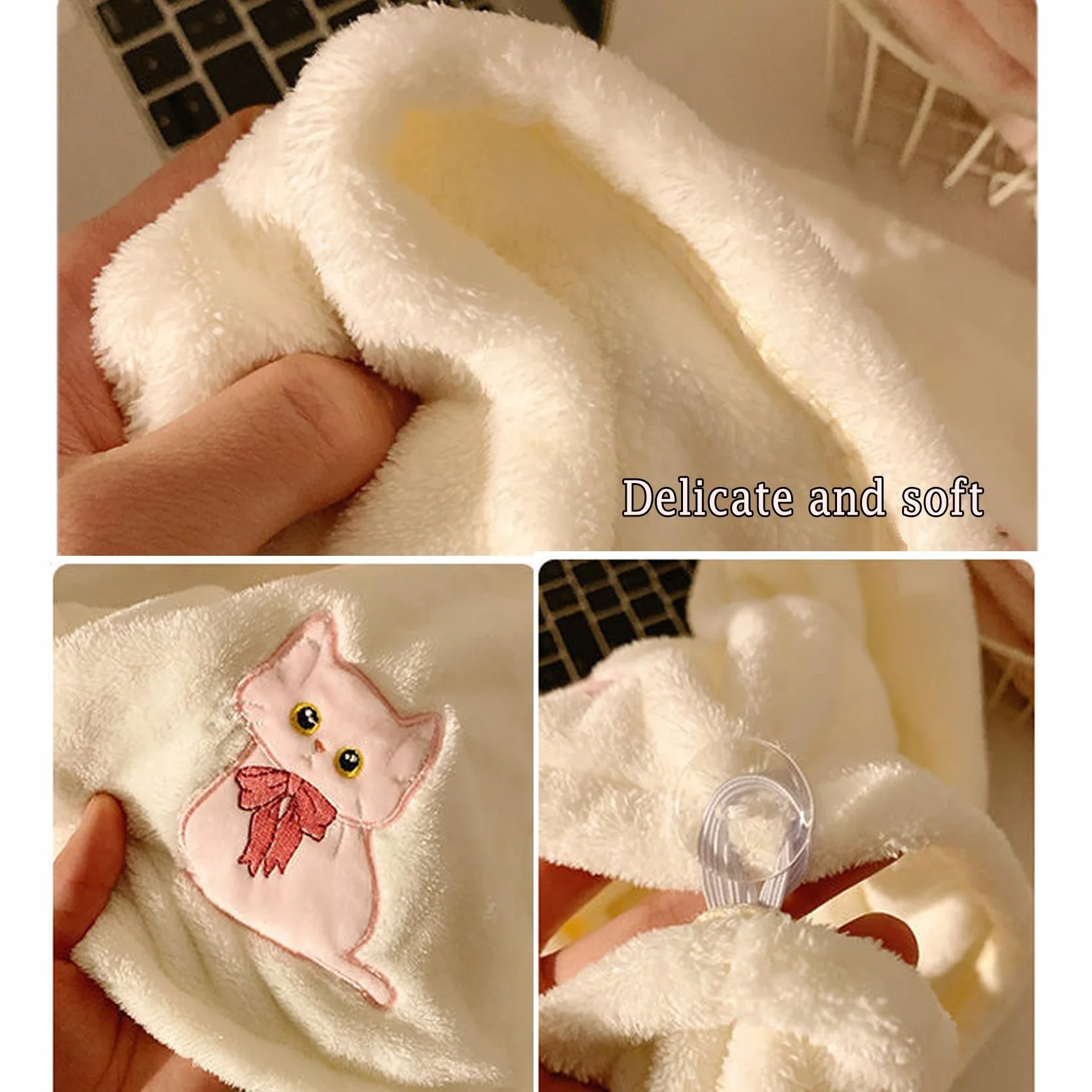 Toallas de Microfibra Turbante para Secar el Pelo, Morbido y Absorbente, Blanco