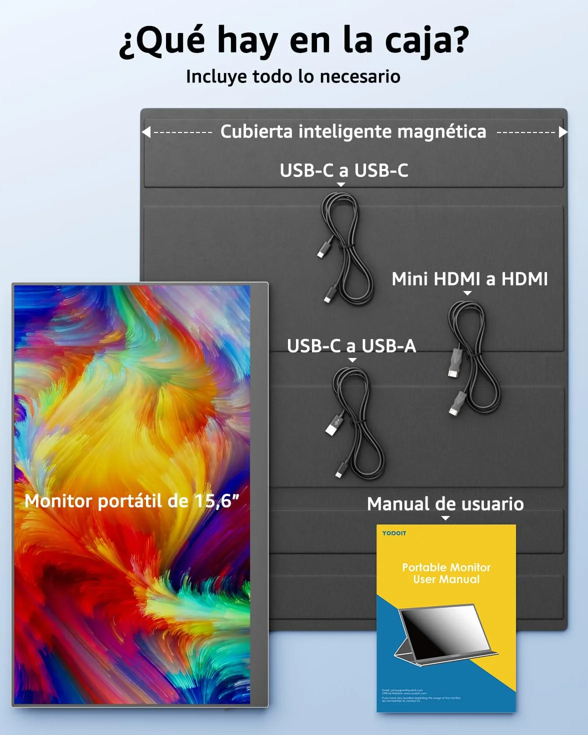Monitor Portátil 15,6 Pulgadas IPS 1080P FHD USB Type-C HDR HDMI USB C para MacBook PC Xbox PS4/5 Nintendo Switch