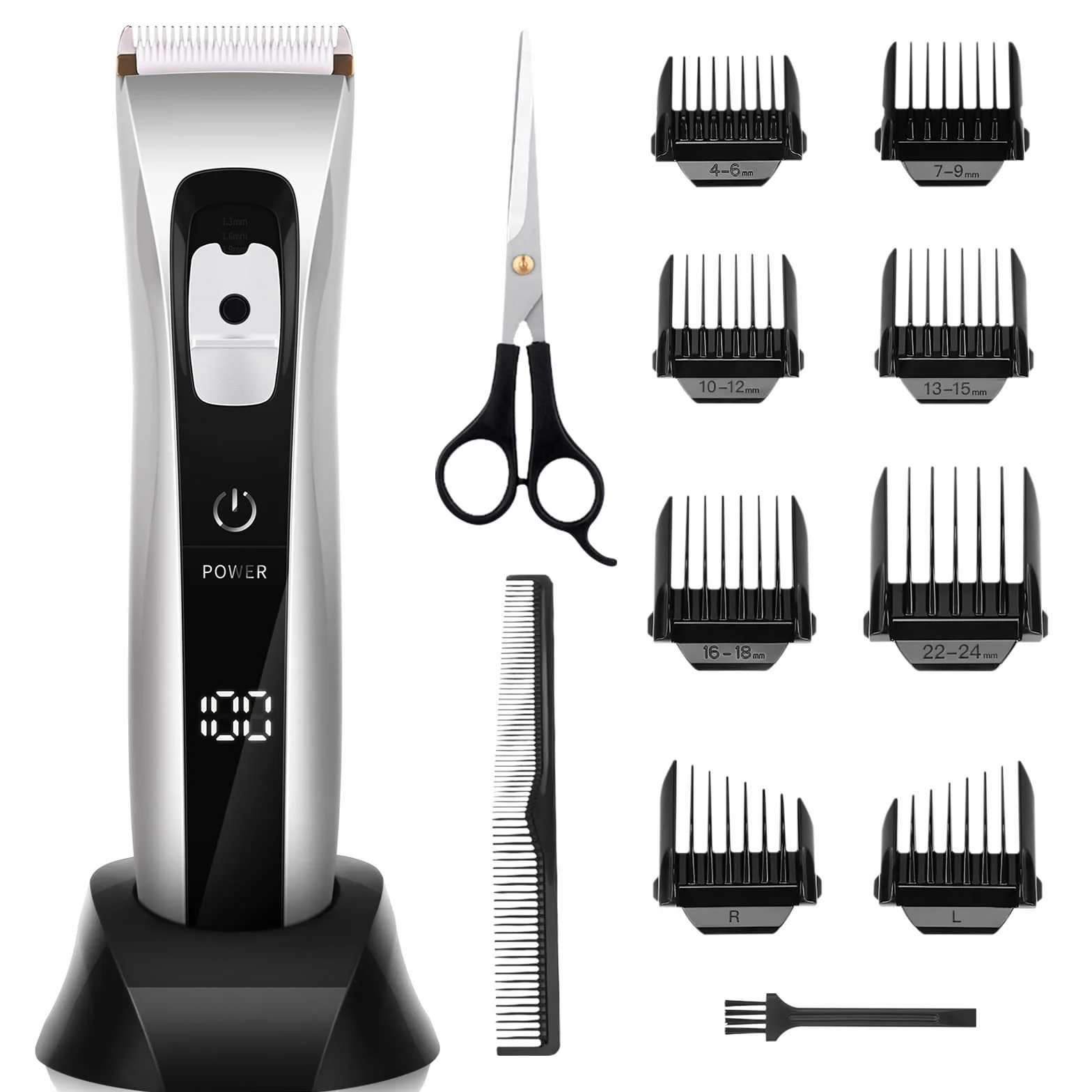 Cortapelos Inalámbrico Hombre, Máquina Cortar Pelo Profesional, Cuchilla Cerámica Titanio Ajustable, 8 Peines, 150 min Autonomía