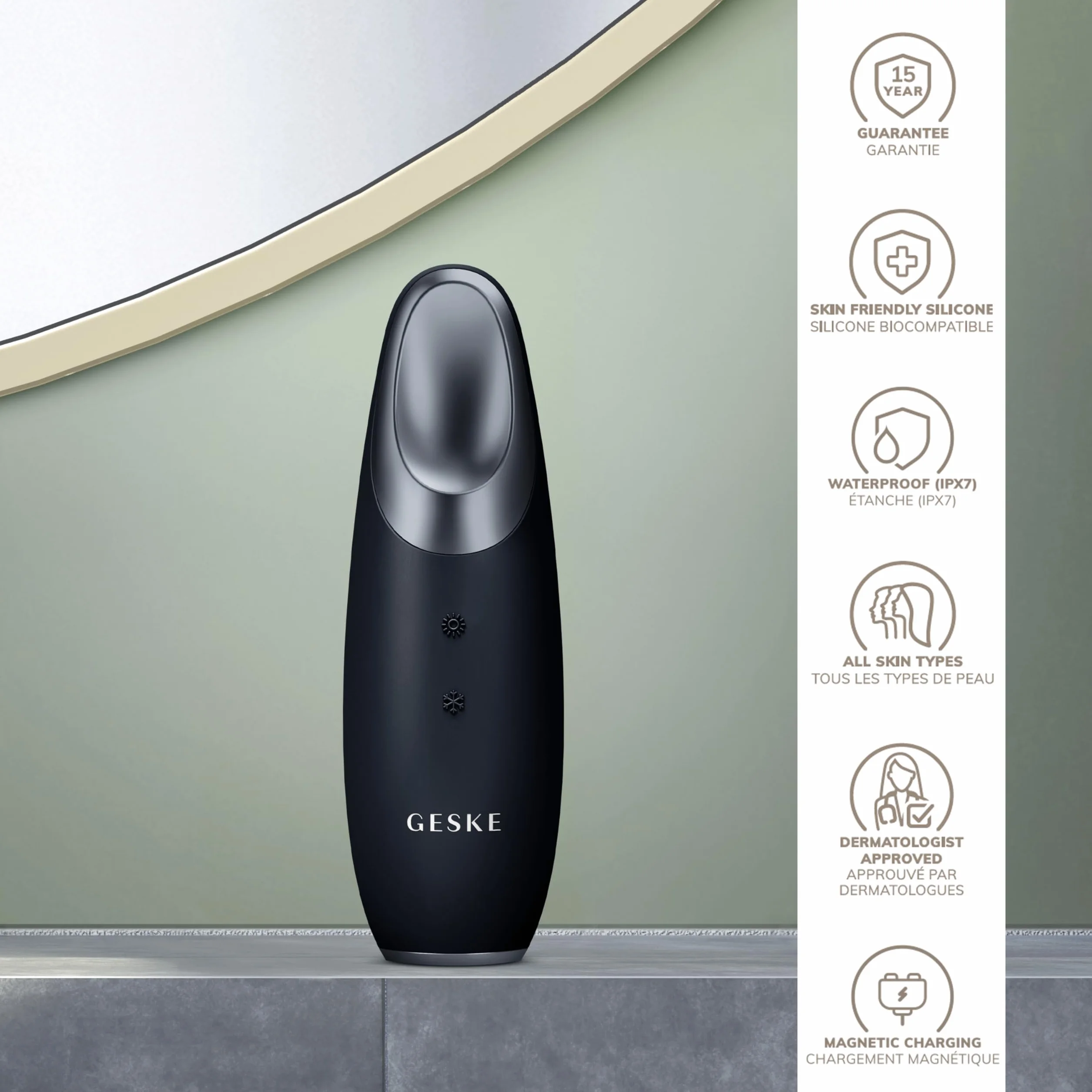 GESKE SmartAppGuided Warm & Cool Eye Energizer 6 en 1 Masajeador de ojos anti ojeras