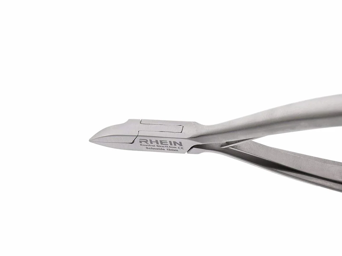 Alicates para uñas de podología, instrumentos de esquina, cortaúñas para uñas fuertes, acero inoxidable, corte recto, corte en forma de llama, modelo estrecho, varios tamaños (11,5 cm)