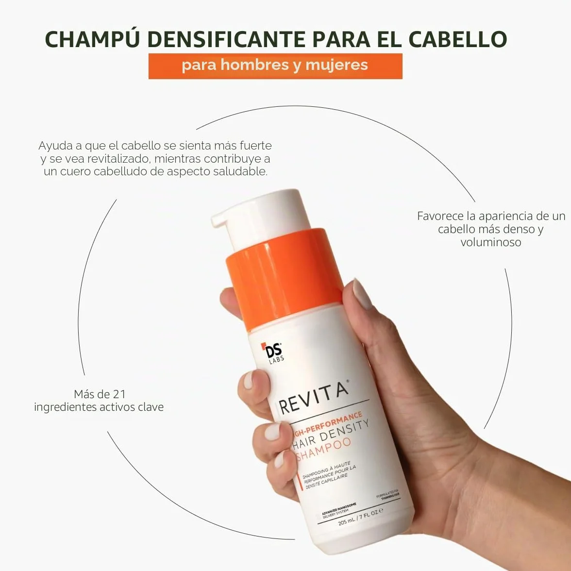 DS Laboratories Revita Champú Cabello Fino Anticaída Crecimiento Sin Sulfatos 205 ml