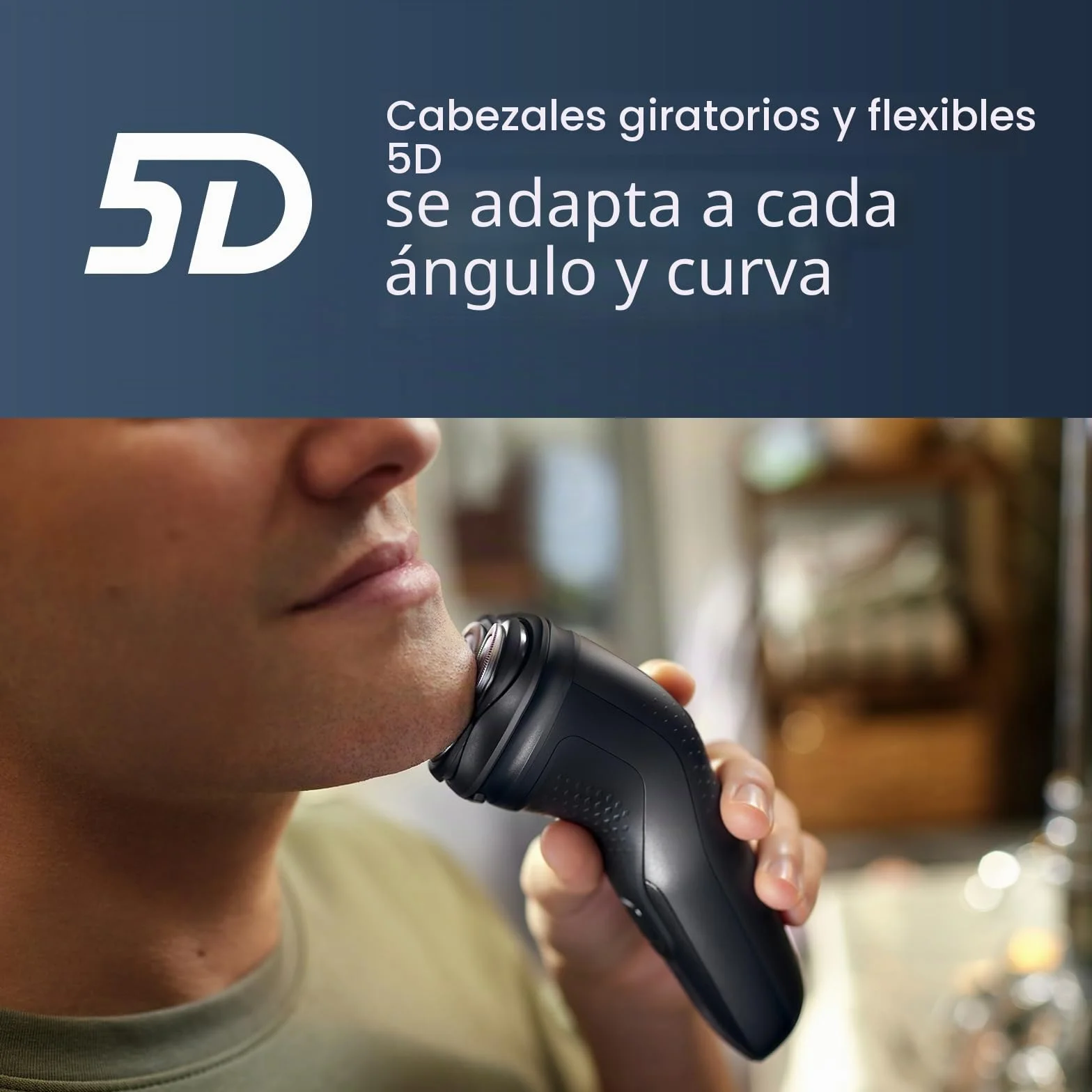 Philips Norelco Shaver 3900 Series, afeitadora eléctrica en húmedo/seco, tapa P, bolsa de viaje, soporte de carga, azul tormenta, modelo S3341/92