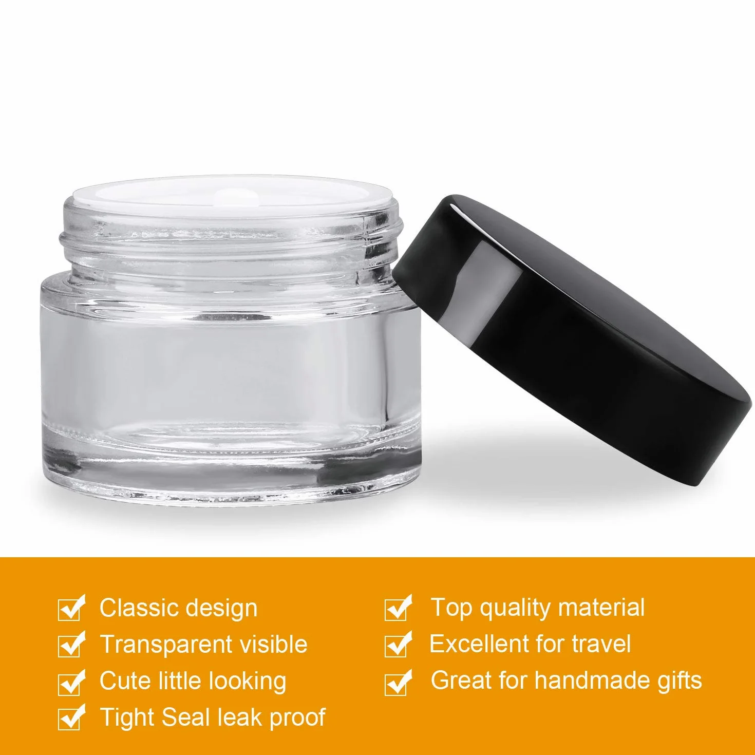 EnchengEncheng Amber-Clear 2 oz y 4 oz tarros cosméticos, 2 oz/transparente/paquete de 30, 2.00[set de ]