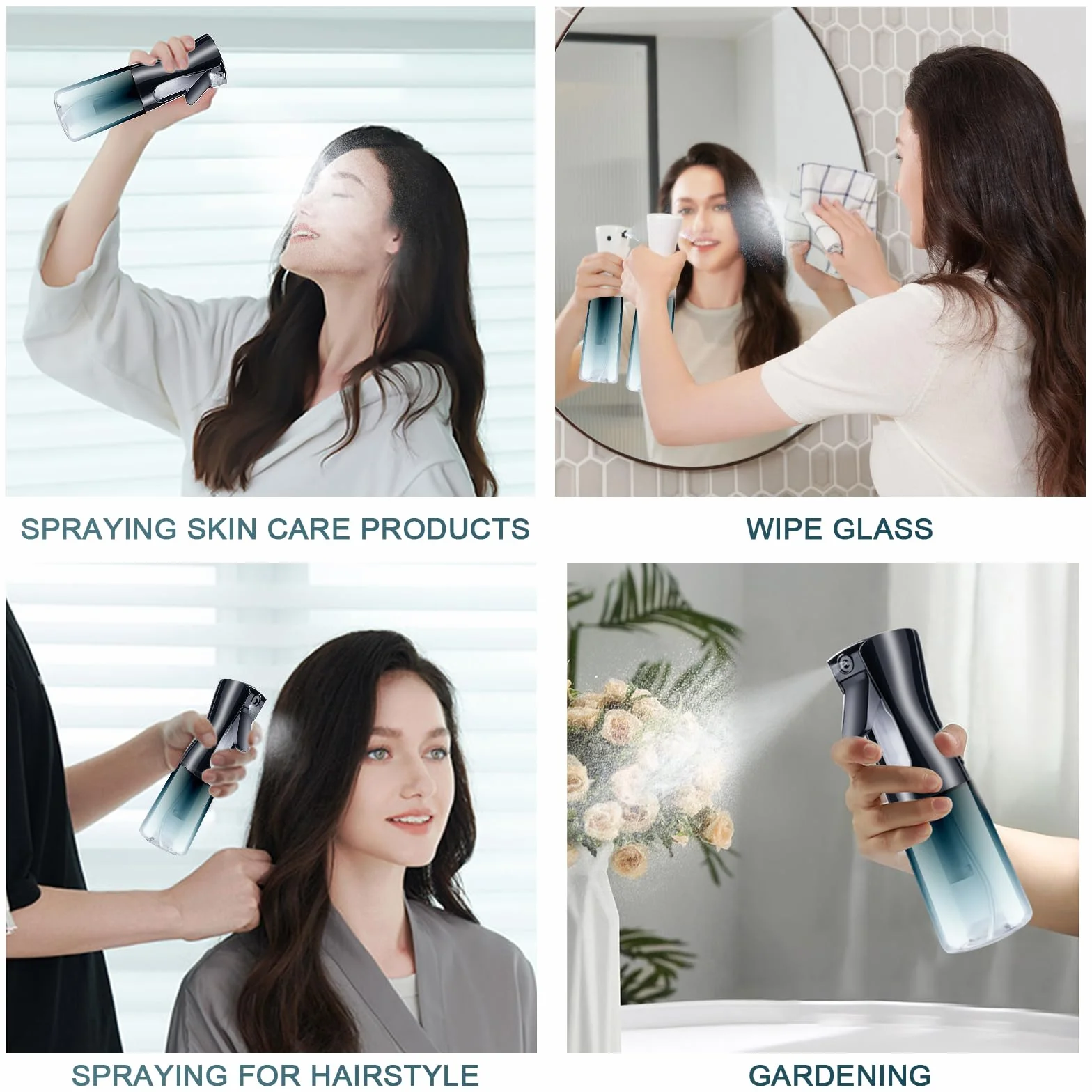 URAQT Pulverizador Agua 200ml Bote Spray Reutilizable Fina Niebla Continua para Cabello