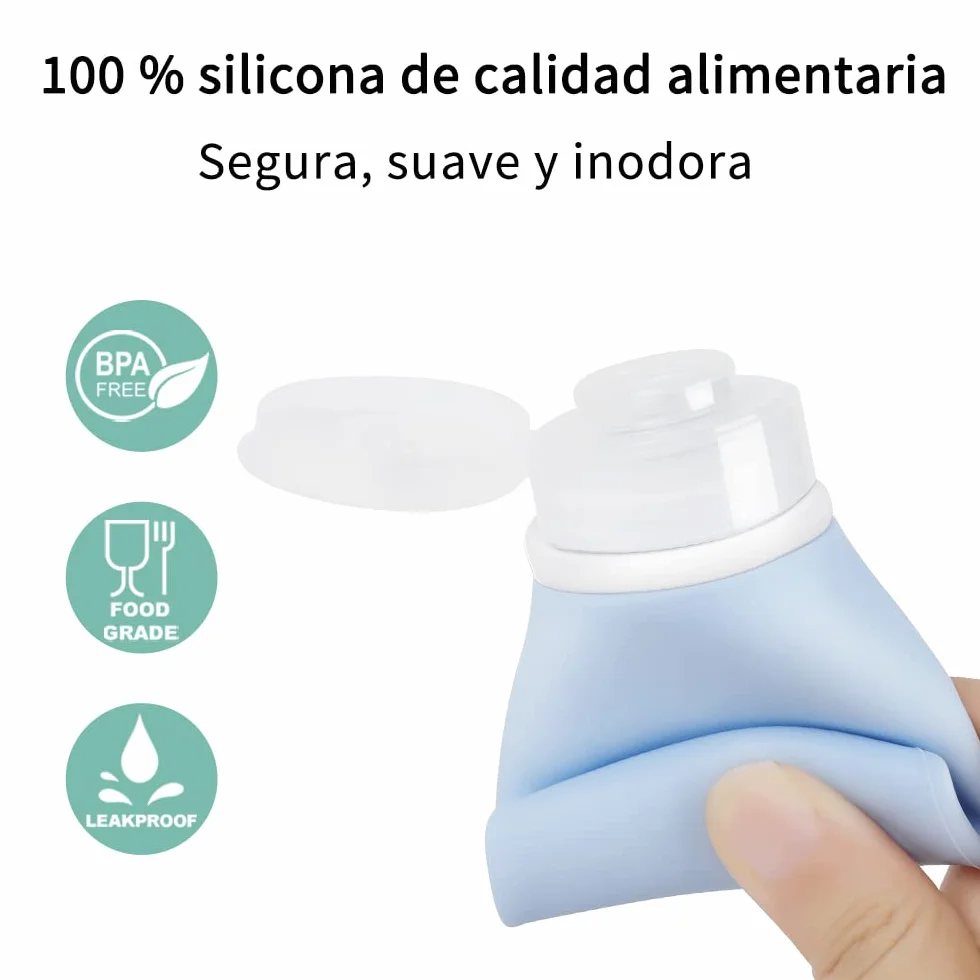 Opret Botes Viaje Rellenables 100ml 3 Piezas, Botellas de Silicona para Gel y Champu a Prueba de Fugas