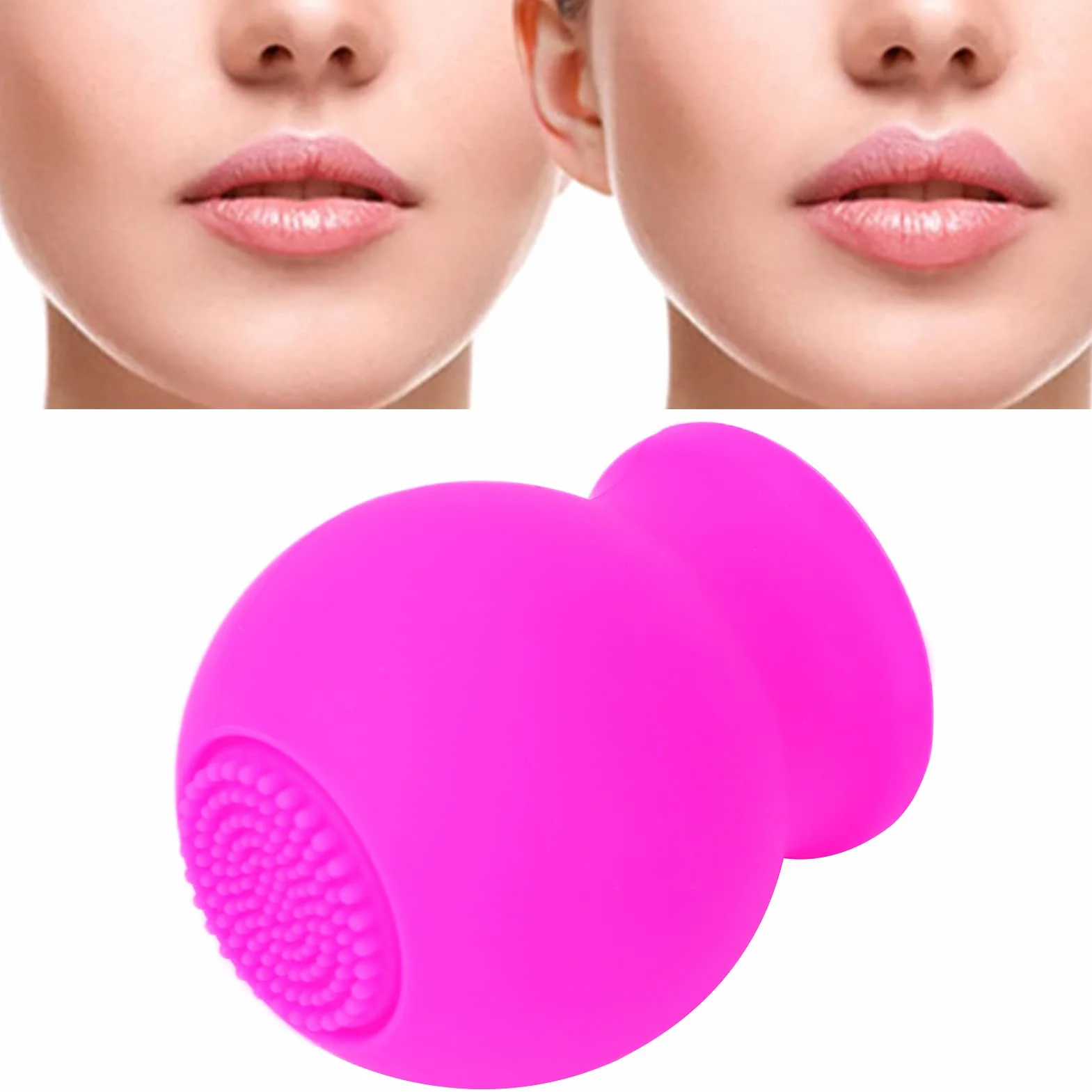 Herramienta de silicona suave para relleno de labios, cepillo de labios natural, dispositivo de boca sexy (rosa)