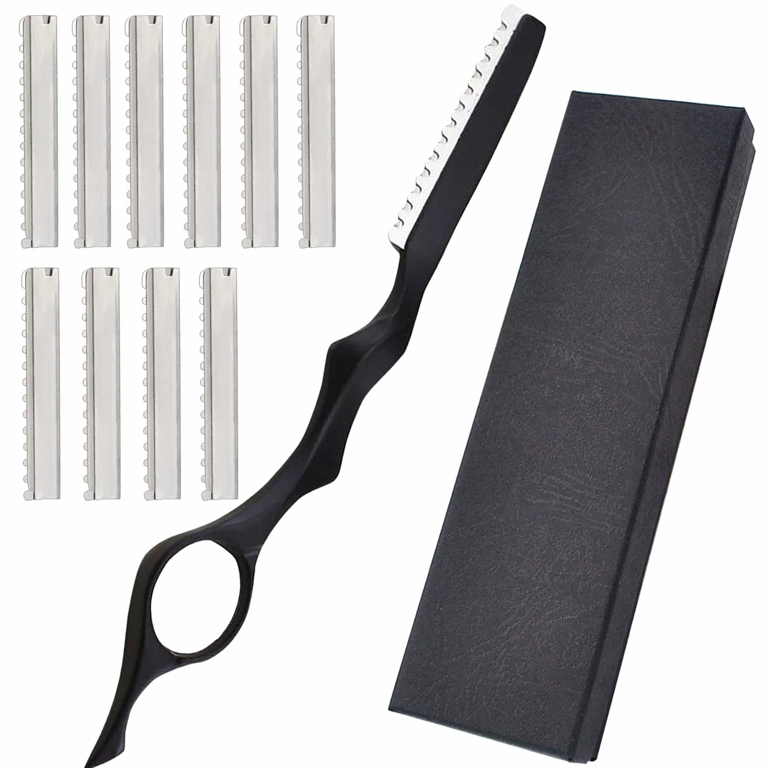 Maquinilla de afeitar profesional de acero inoxidable con corte de pluma negro