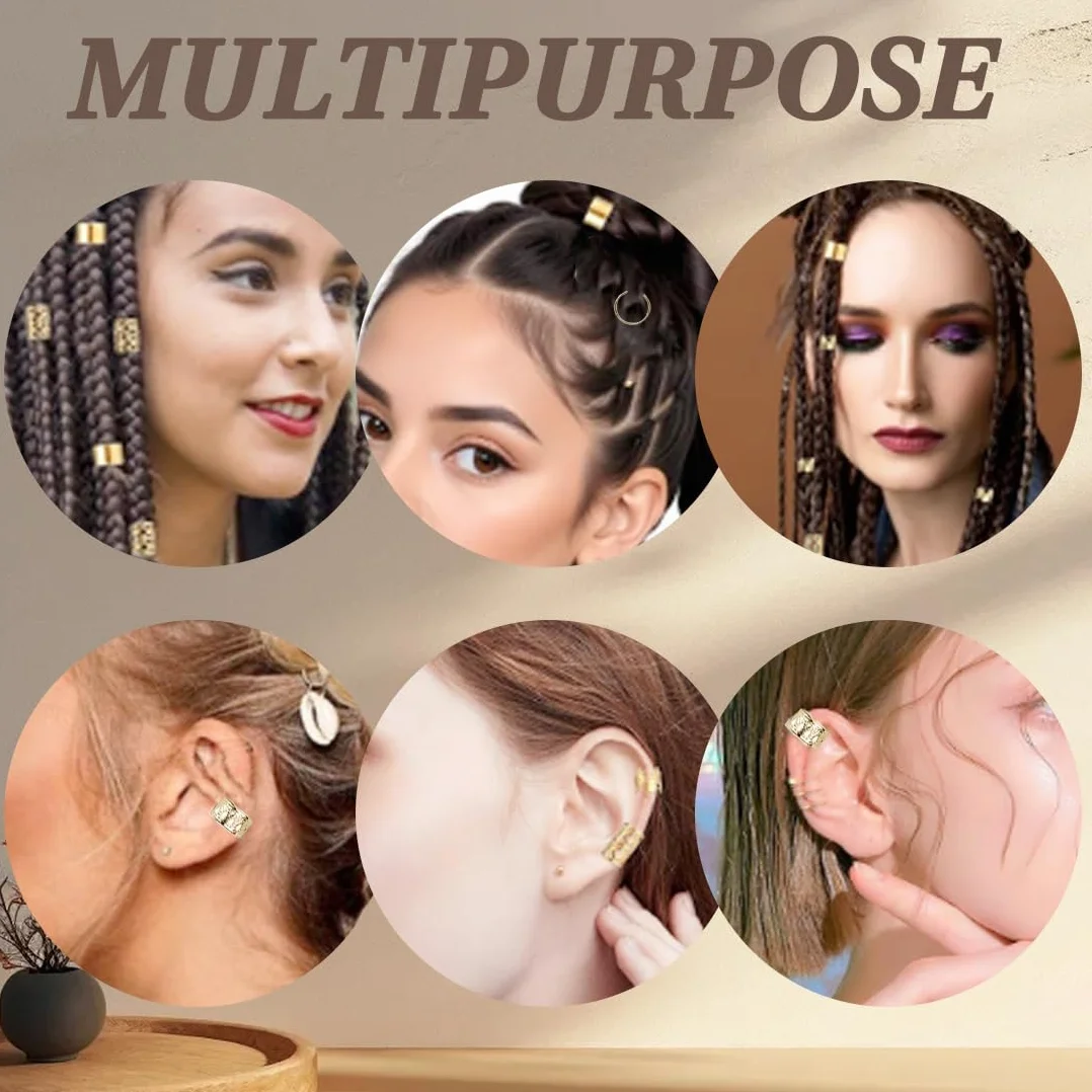 Accesorios para Rastas Cabello: 80 Piezas Trenzadas Metal Anillos Puños