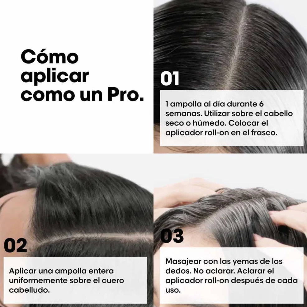 L'Oréal Professionnel, Tratamiento Anticaída para un Aspecto Más Denso y con Más Cuerpo, Aminexil Advanced, 10x6ml