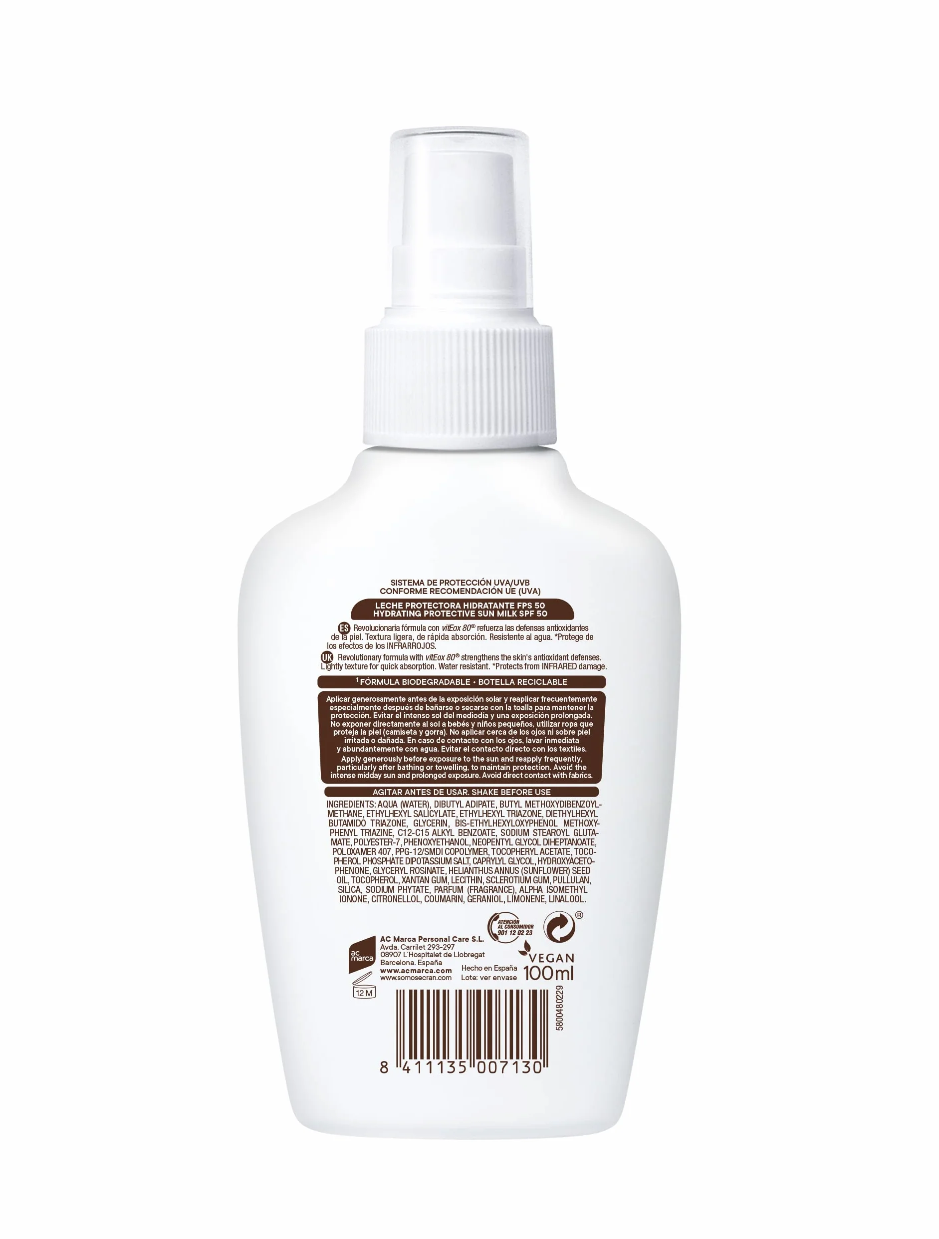 Sunnique Spray Protector FPS 50 100 ml Protección UVB UVA IR-A Resistente al Agua