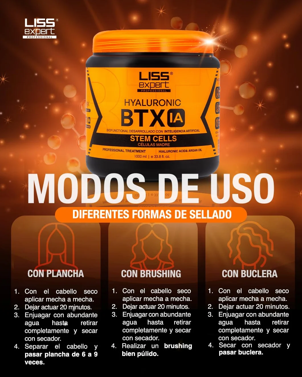 Liss Expert BTX IA Tratamiento Capilar con Ácido Hialurónico, Células Madre y Aceite de Argán