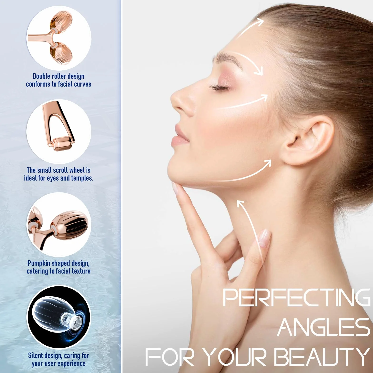 Yeamon Gua Sha - Juego de herramientas faciales y rodillo facial, herramienta de masaje facial para rutina de cuidado de la piel de las mujeres, rodillo de acero inoxidable refrescante para esculpir