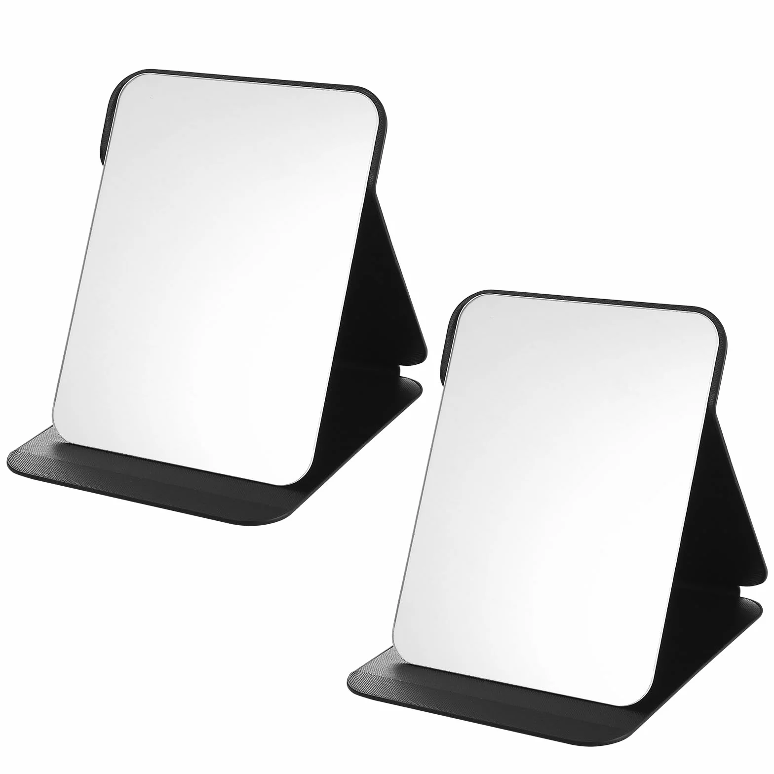 Espejo de maquillaje portátil de viaje plegable HD cuero 21,5 x 15,5 cm