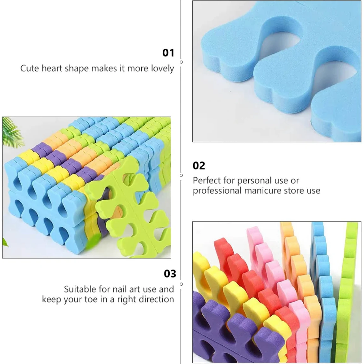 FOMIYES 100 pares de separadores desechables de dedos suaves de silicona espaciadores de dedos de espuma para los dedos de los pies separadores suaves