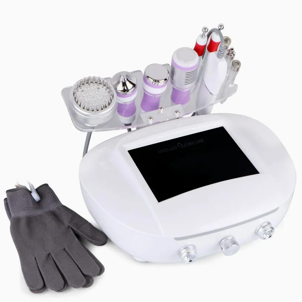 Máquina facial galvánica profesional 5 en 1: dispositivo de belleza de microdermoabrasión e iontoforesis para limpieza profunda, infusión de suero y estiramiento de la piel, sistema de spa facial en