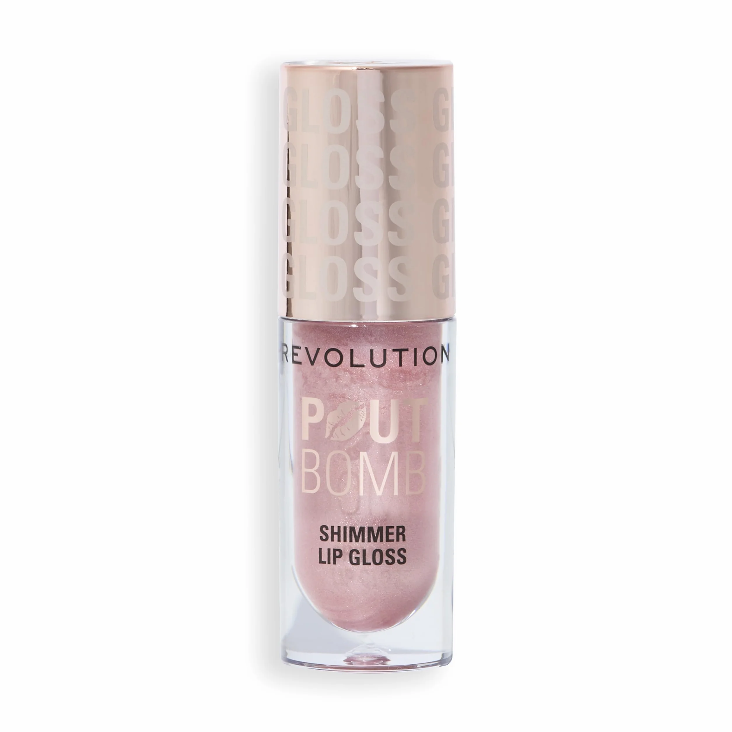 Revolution Pout Bomb Shimmer Gloss Brillo Labial Efecto Mojado Ácido Hialurónico Vainilla Shine Pink