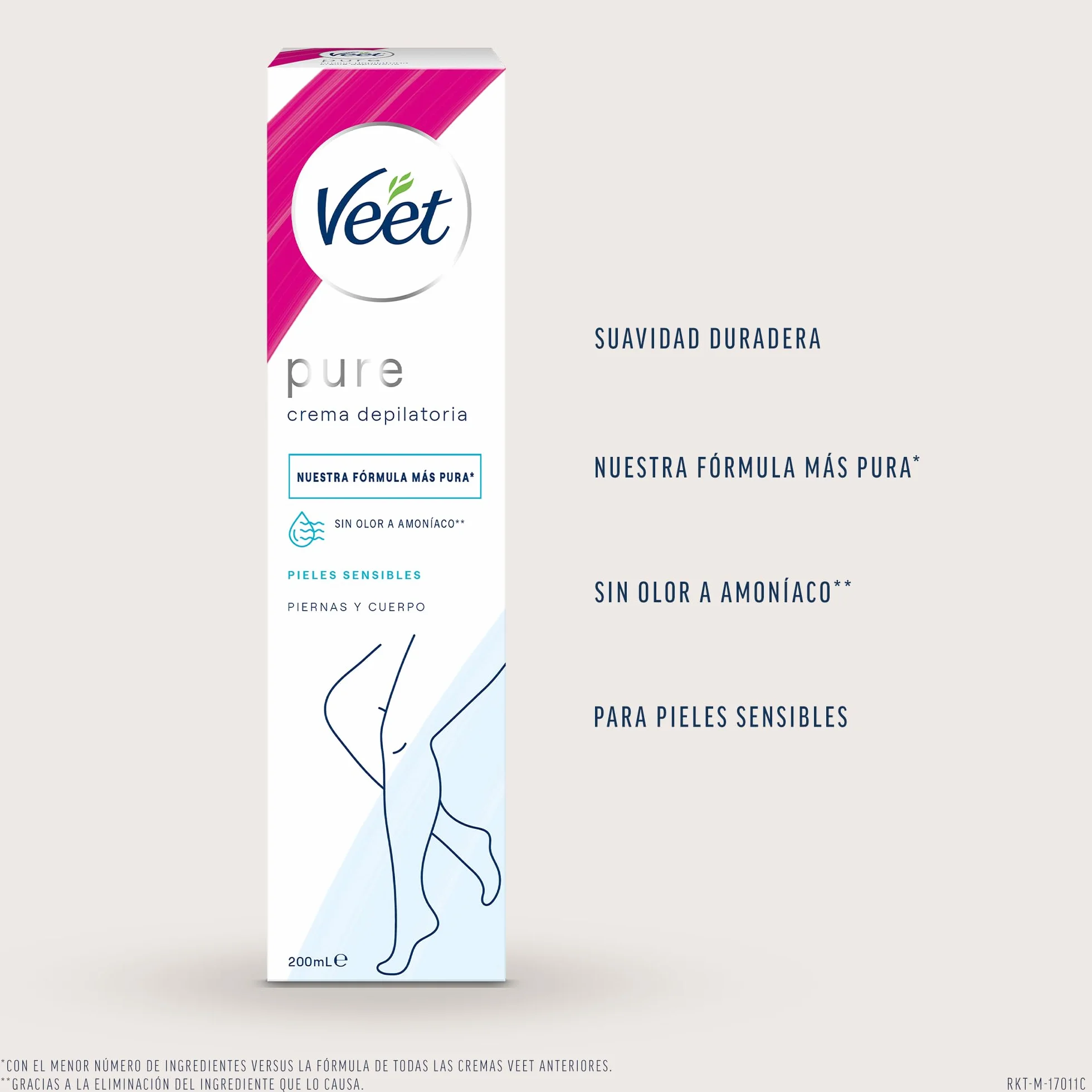 Veet Crema Depilatoria Corporal para Mujer con Aloe Vera y Vitamina E, Pieles Sensibles, 200 ml