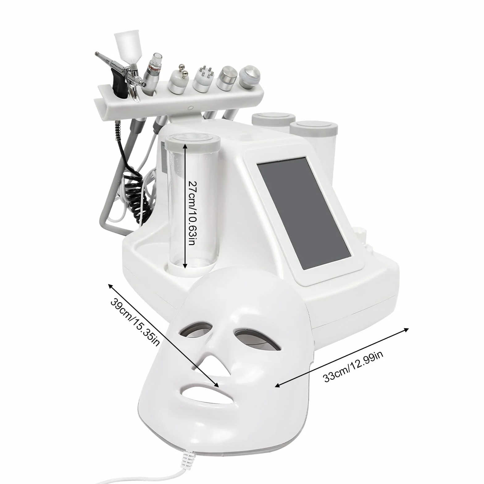Máquina de belleza 7 en 1, oxígeno hidrógeno, limpieza profunda, Hydra Beauty Facial Care Machine con máscara LED, pequeñas burbujas de aire, instrumento de limpieza con pantalla LED