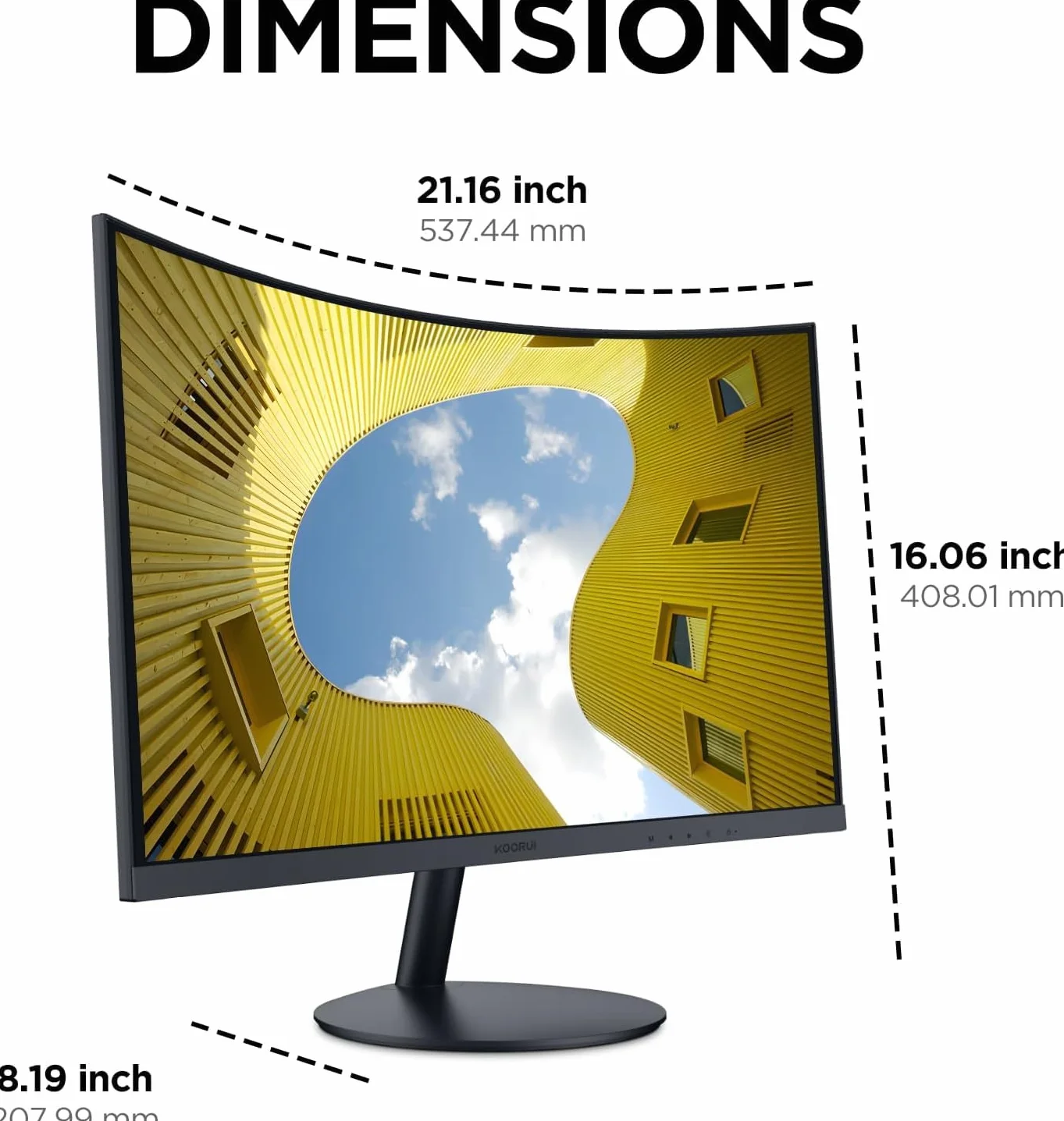 KOORUI 23.6 Pulgadas Monitor Curvo Full HD VA 100Hz 1920x1080 3000:1 3ms 1500R