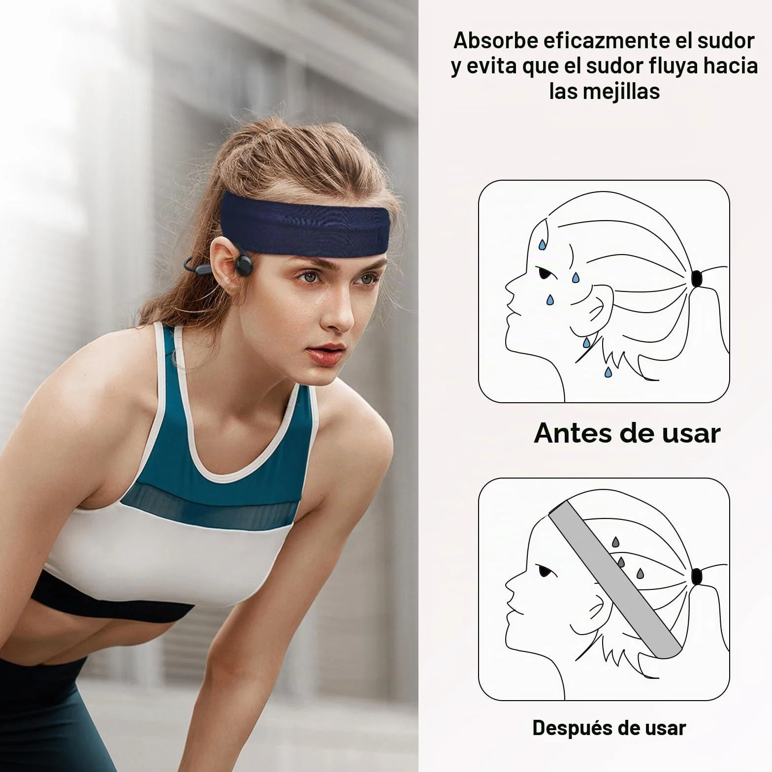 Cinta Pelo Deporte Elástica Antideslizante 8 Pcs Diadema para Mujer y Hombre