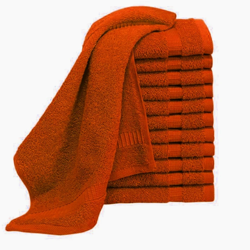 Paquete de 6, 12, 24, 36, 48, 72, 96 toallas faciales, 100% algodón egipcio, franela suave, para el gimnasio, desmaquillante, toalla para los dedos (6, naranja)