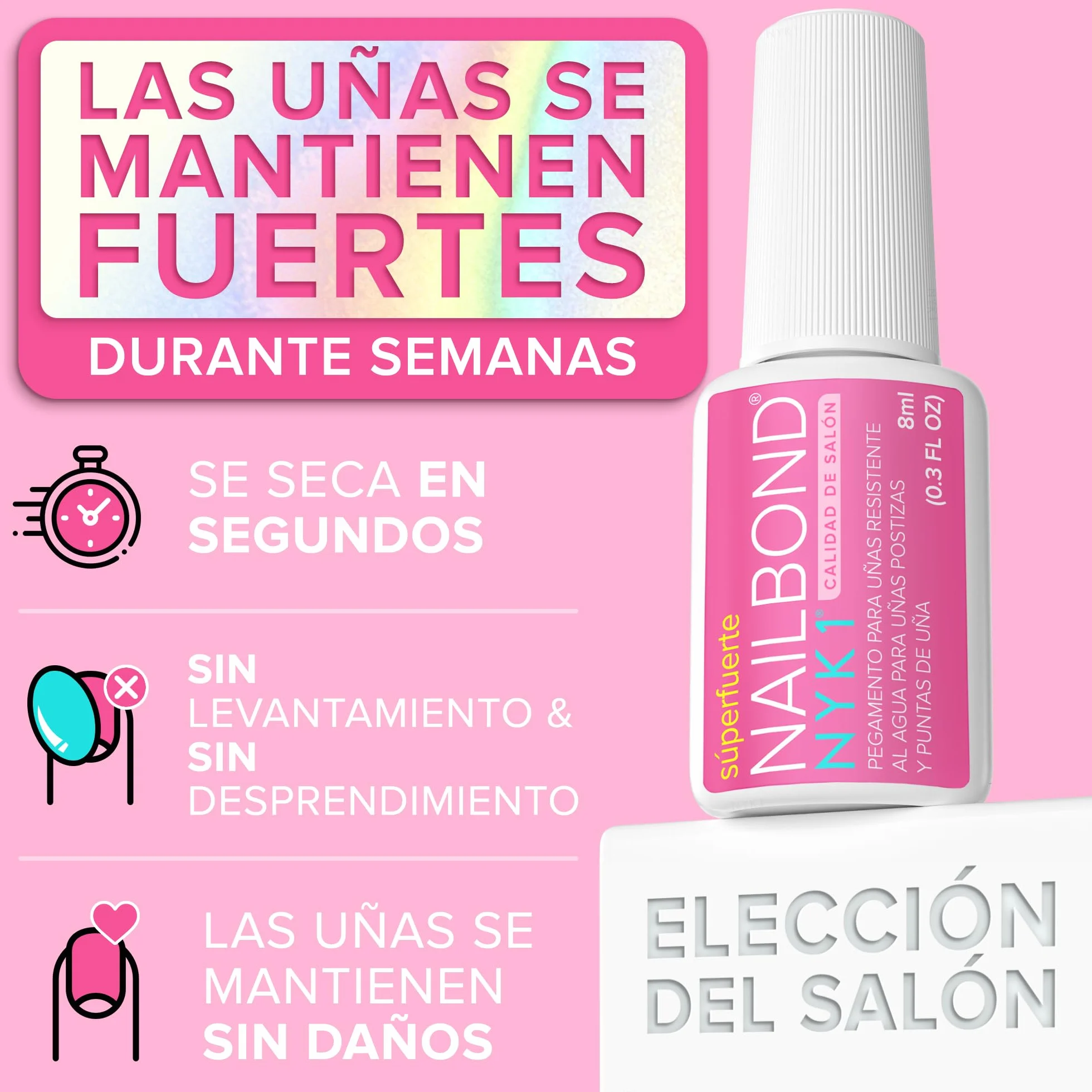 NYK1 NailBond Pegamento Uñas Postizas Súper Fuerte 8ml Larga Duración Máxima Resistencia