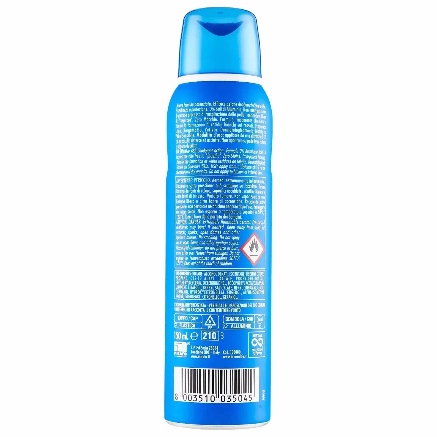 Breeze Sporting Testpaket,6 x desodorante spray 150 ml + 6 x champú de ducha y gel de ducha de 400 ml + llavero Beni Culinari gratis