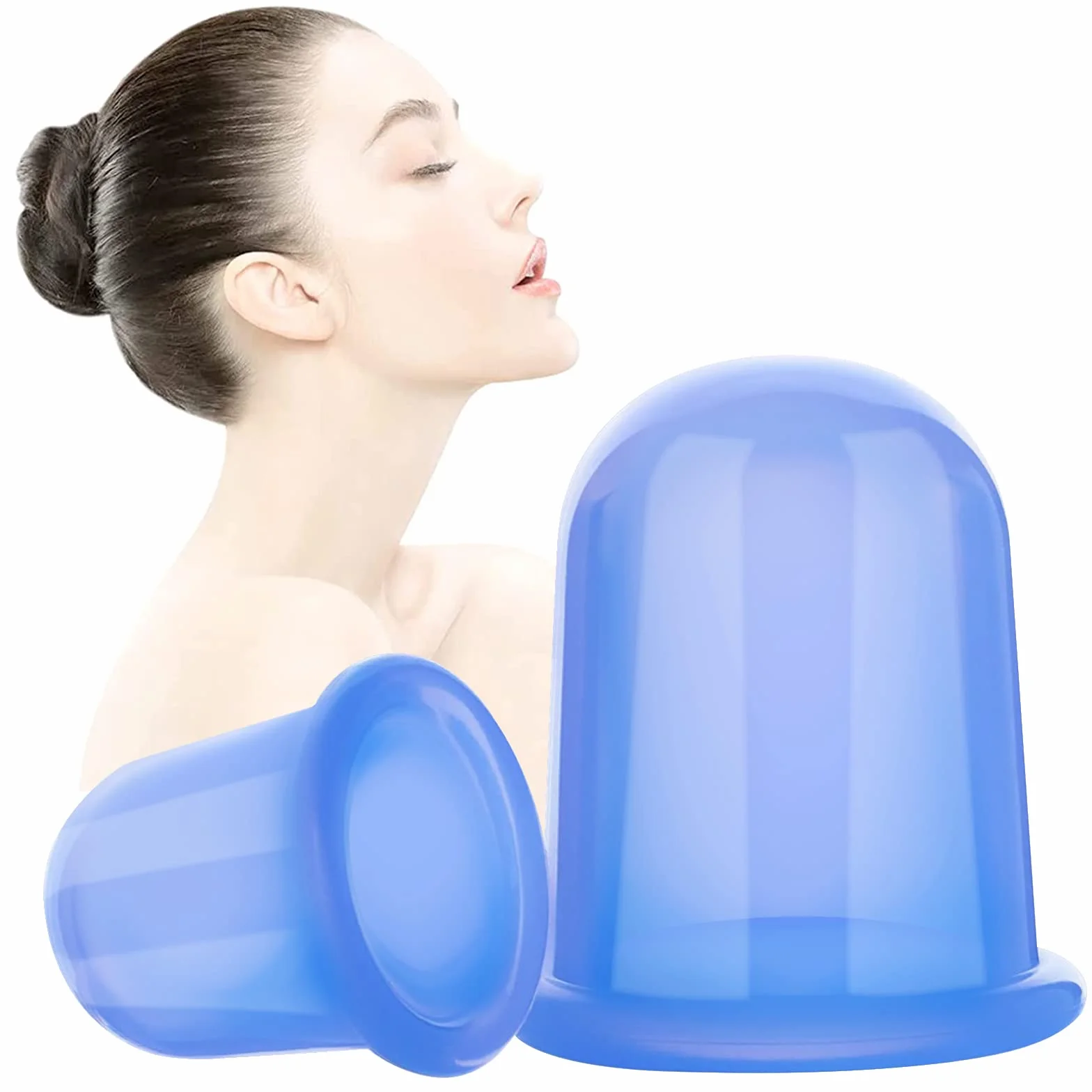 Ventosa anti celulitis adelgazante, tazas de masaje al vacío de silicona, tratamiento de belleza (azul)
