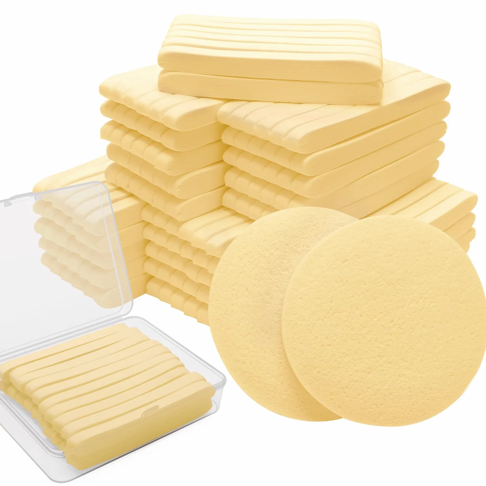 Luxiv - Esponjas faciales comprimidas, 240 + 1 unidad, esponja de cara redonda, esponjas profesionales comprimidas para eliminación de maquillaje para esteticistas, esponja facial, compresa,
