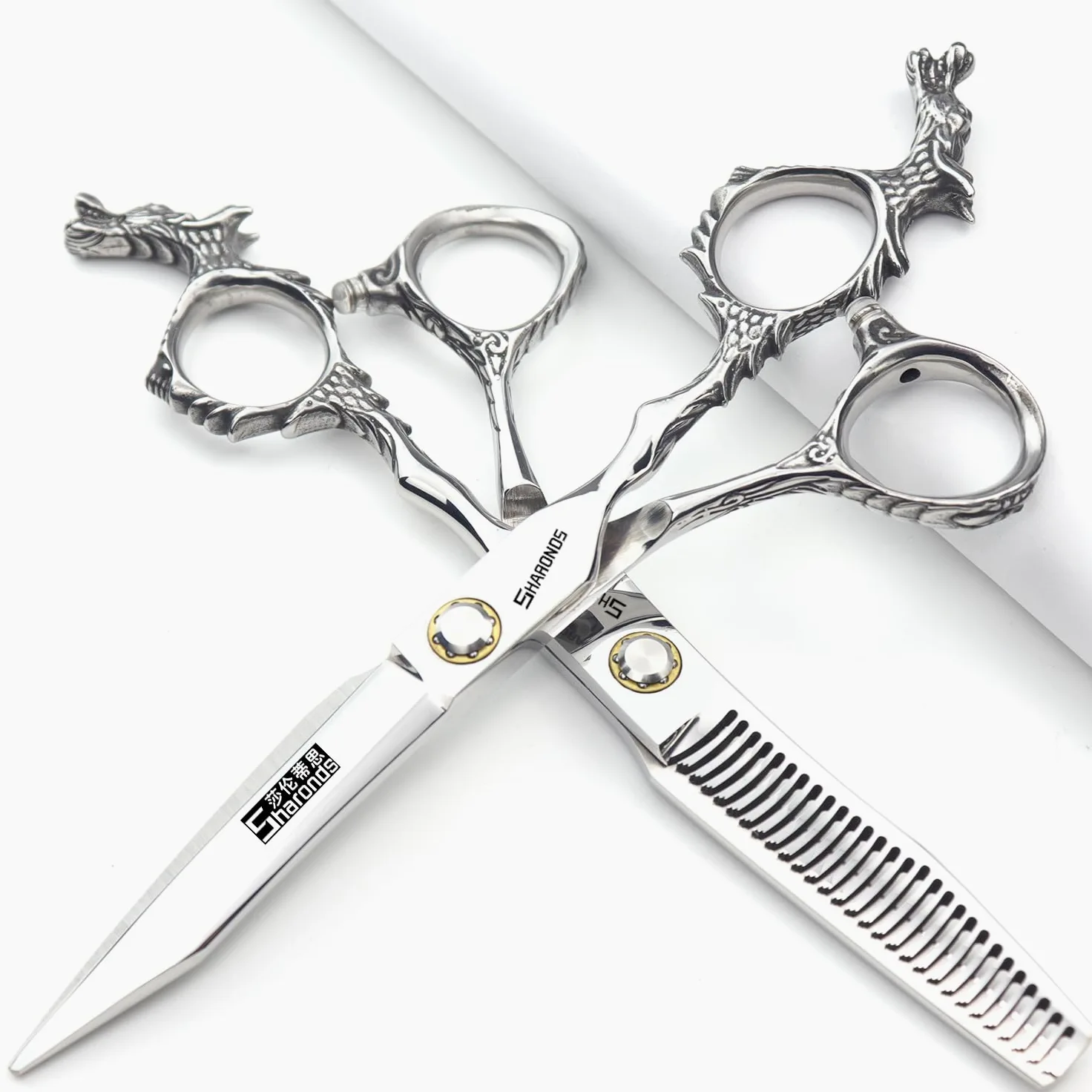 Tijeras profesionales afiladas de la peluquería de la alta dureza 440c cortadas especiales del pelo del peluquero del salón de la 6 pulgada 17.5cm (scissors set)