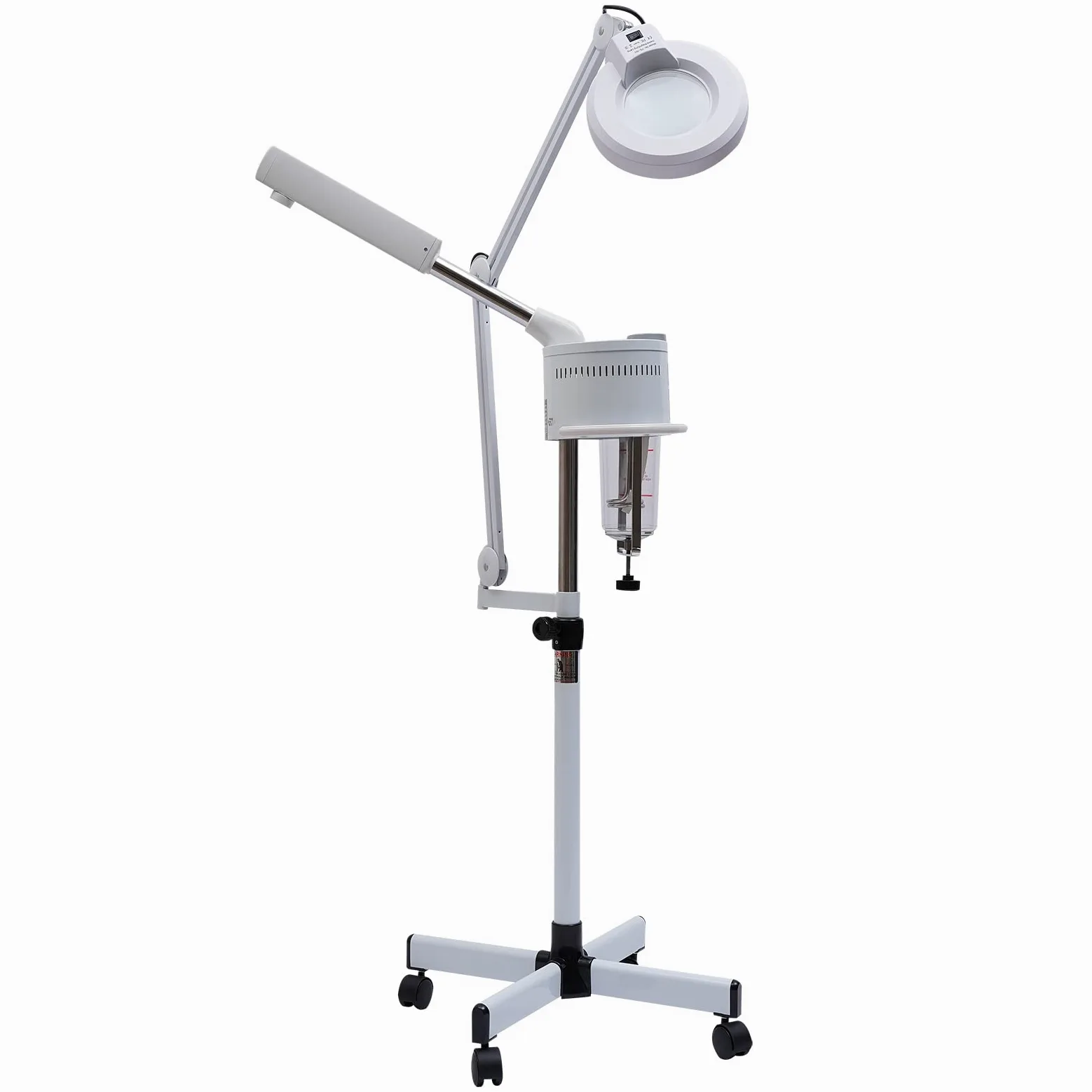 Vaporizador facial 2 en 1 y 5 luces LED con lupa, pulverizador facial, spa, belleza, ozono, vaporizador para hidratación y cuidado de la piel