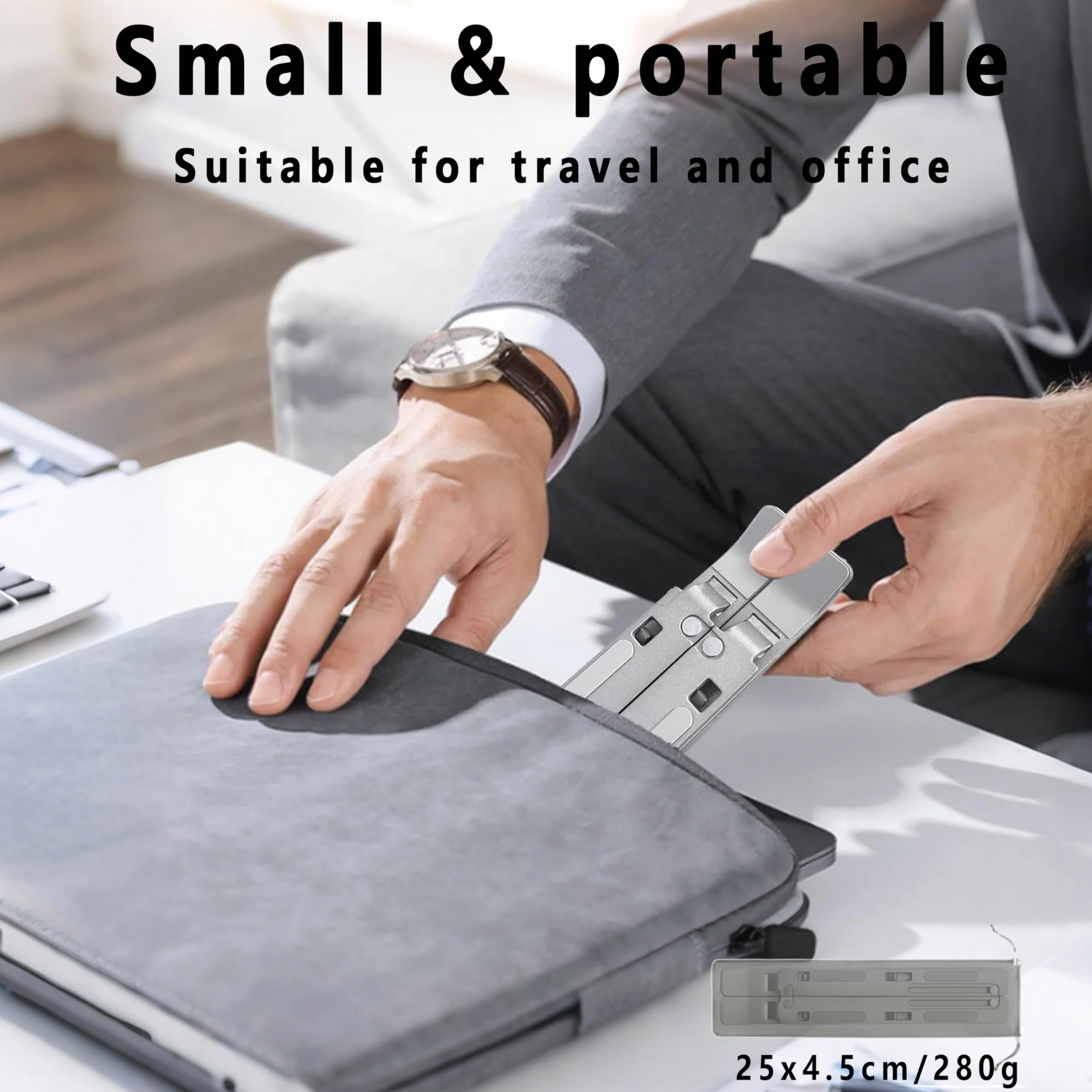 AiTodos® Soporte Portátil Plegable de Aleación de Aluminio Antideslizante con Ventilación y Ajuste de 6 Engranajes para Computadora Portátil