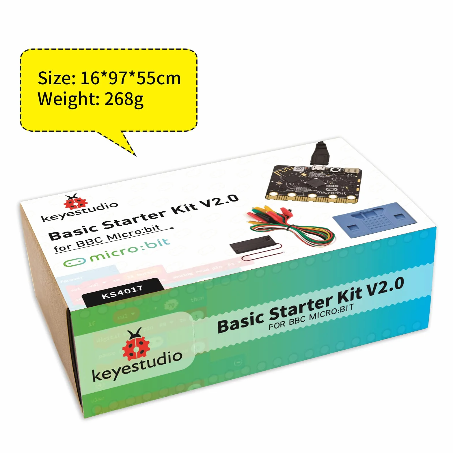 KEYESTUDIO Kit de Inicio básico para BBC Micro bit V2, programación gráfica, brújula Bluetooth integrada, detección de Movimiento, codificación de Pantalla LED