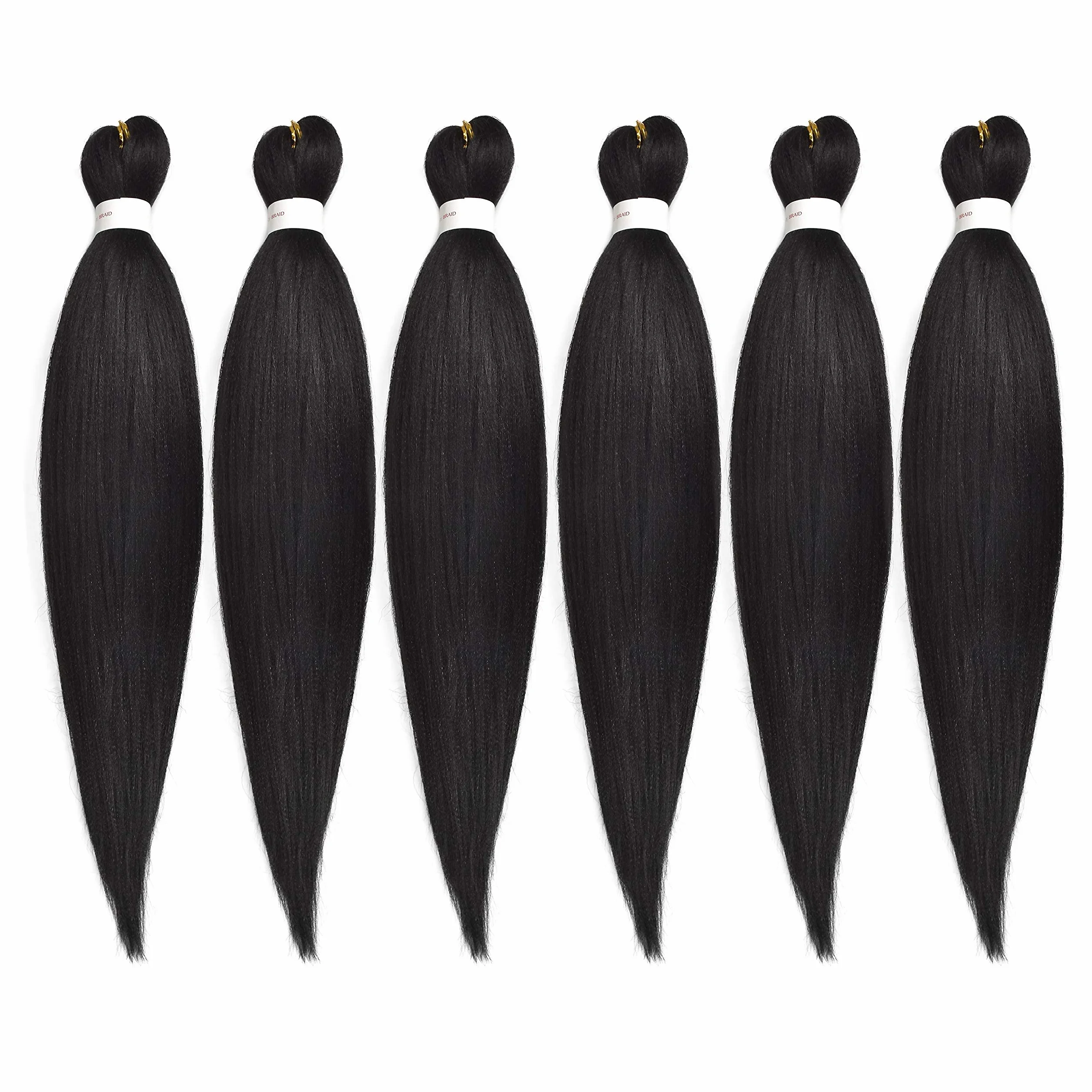 Yaki Braiding Hair Easy Trenzas Extensiones de Pelo 66cm 6pc Pre-Stretched Profesional Fibra Sintético 1B