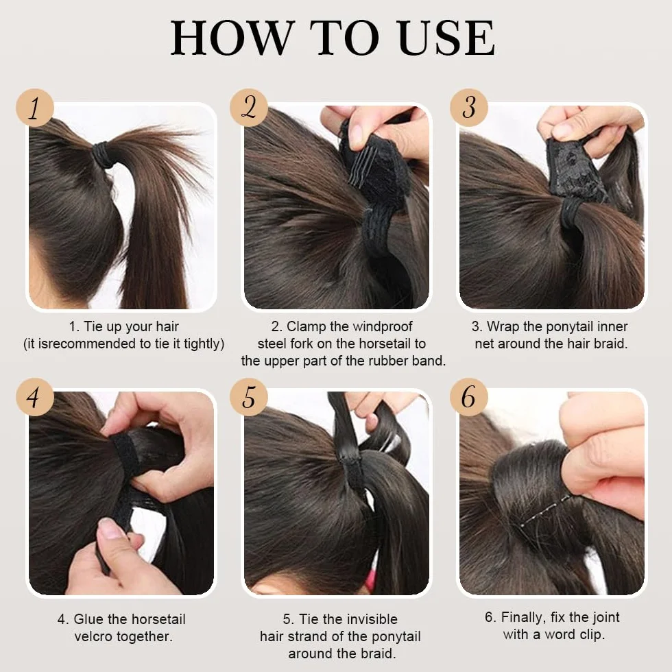 Cola de Caballo Extensiones 55 CM Pelo Natural Liso Postizo para Mujer Niña
