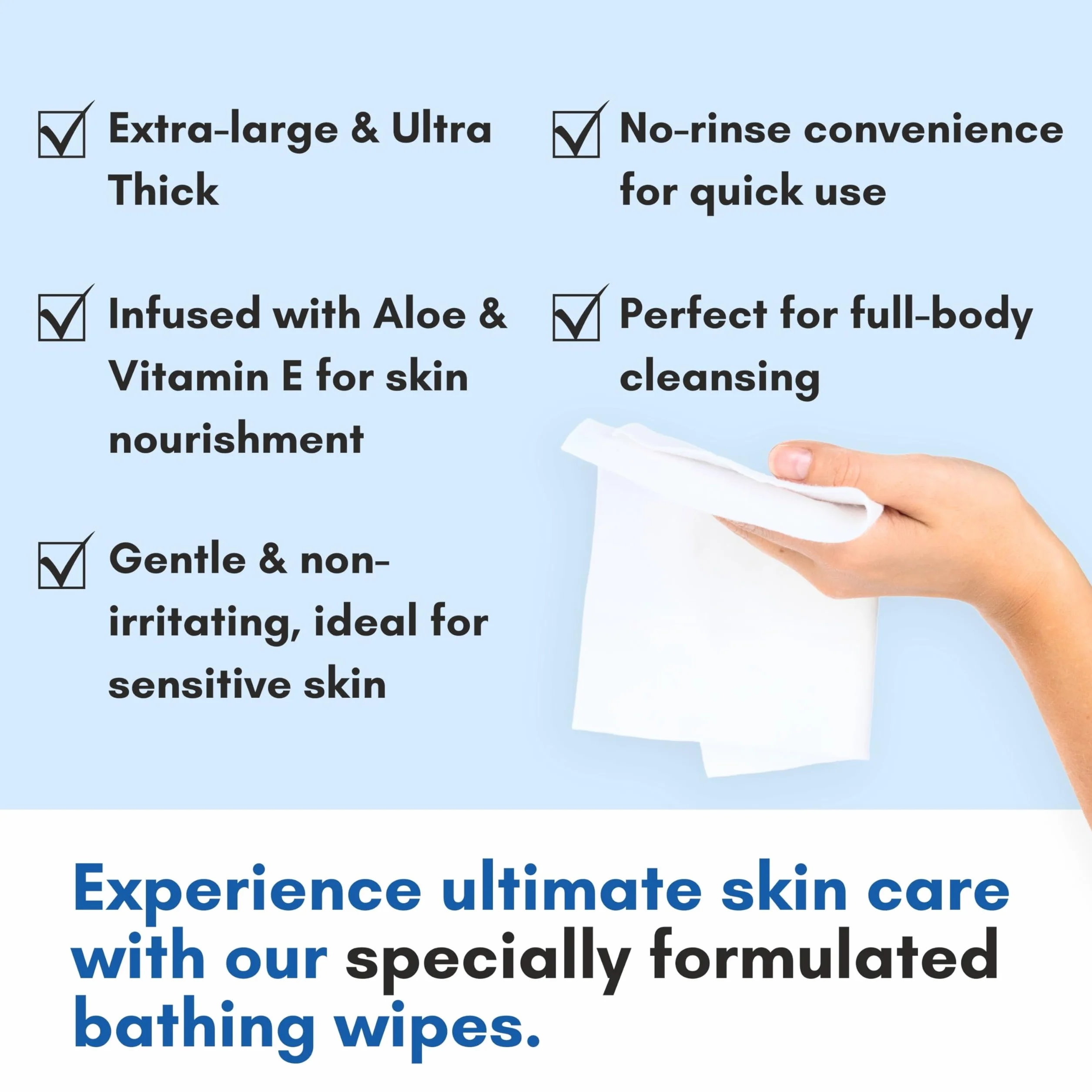Nurture Valley Toallitas de Baño Sin Enjuague | 192 Paños de Baño para Adultos Aptos para Microondas con Aloe Vera y Vitamina E - Toallitas de Baño Limpiadoras Sin Agua - 24 Paquetes de 8 Toallitas