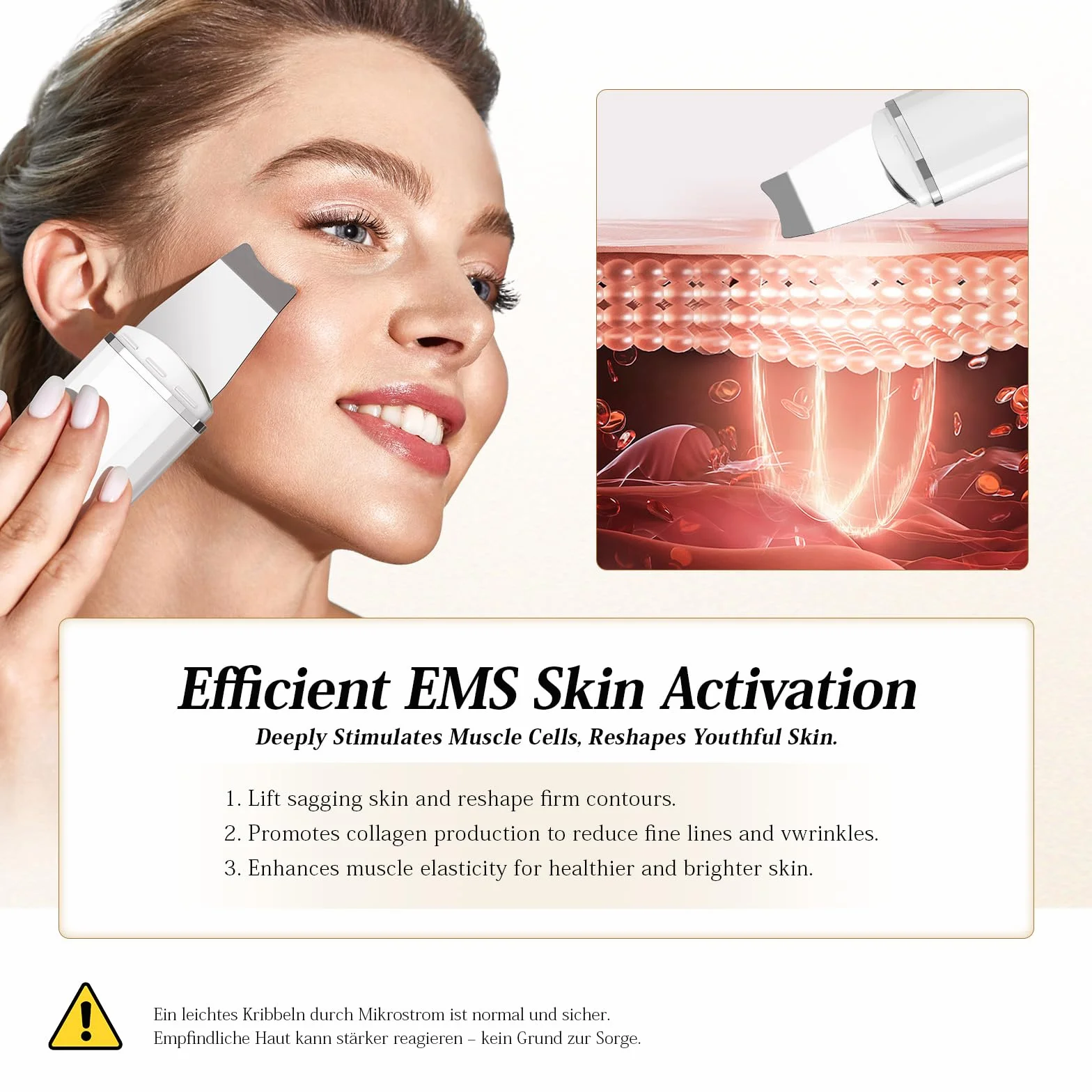 ANLAN Peeling Ultrasónico Facial Skin Scrubber Exfoliación Limpiador de Poros (Blanco)