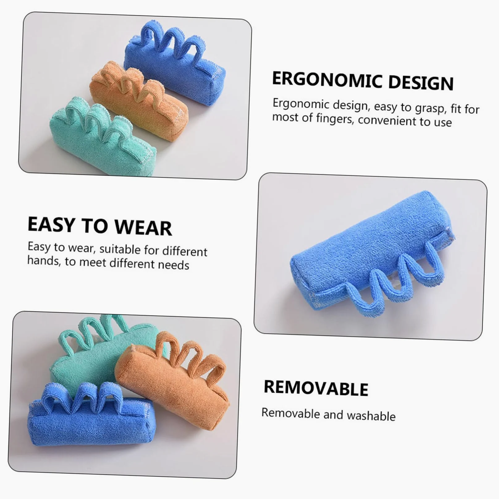 Bola de Tejido Azul Diseño Ergonómico Separadora de Dedos | Extraíble y Lavable, Fácil de Limpiar, Uso Cómodo para Mayores y Pacientes Encamados