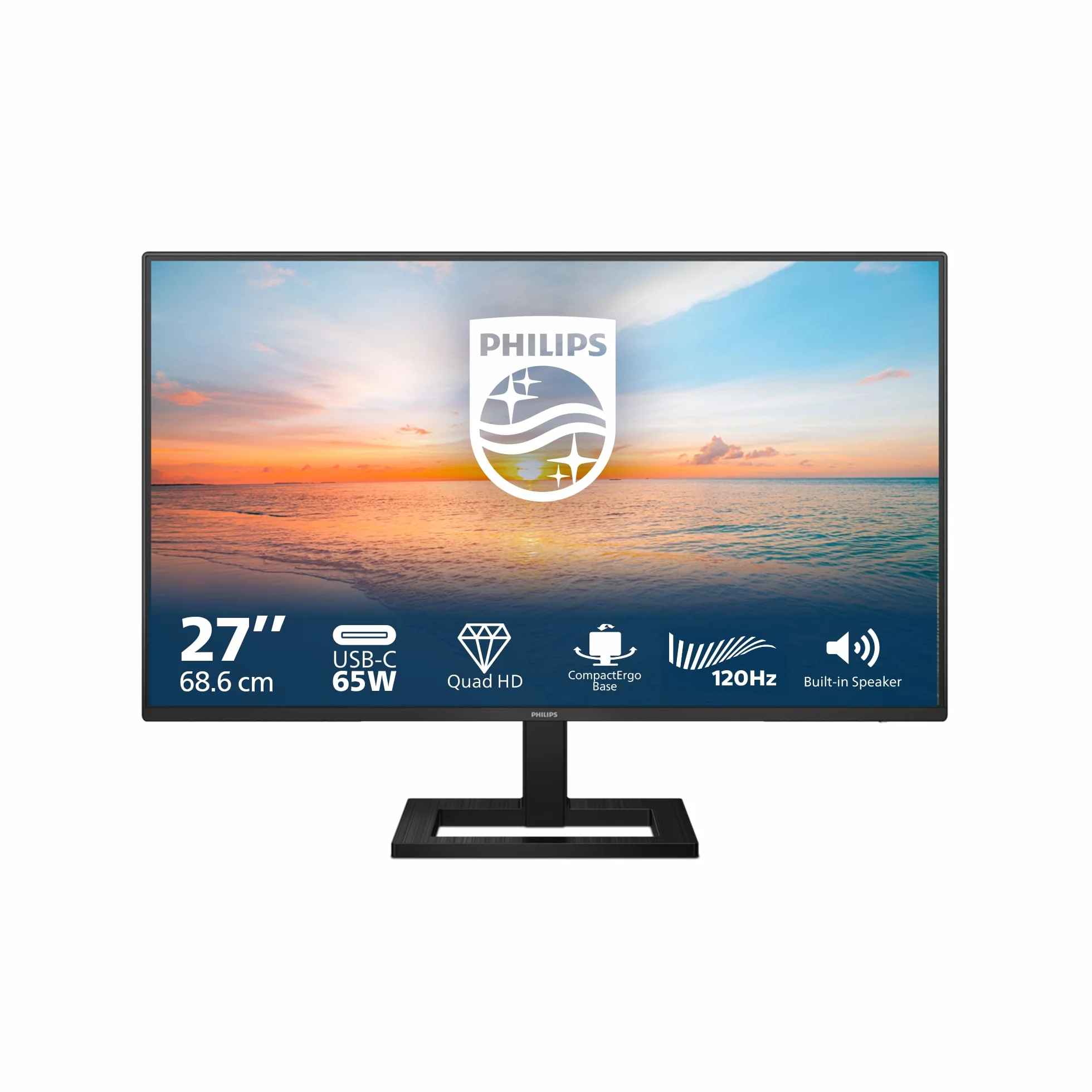 Philips 27E1N1600AE Monitor 27 Pulgadas QHD 120Hz IPS 1 MPRT Adaptive Sync HDR10 Altura Ajustable Altavoces Negro